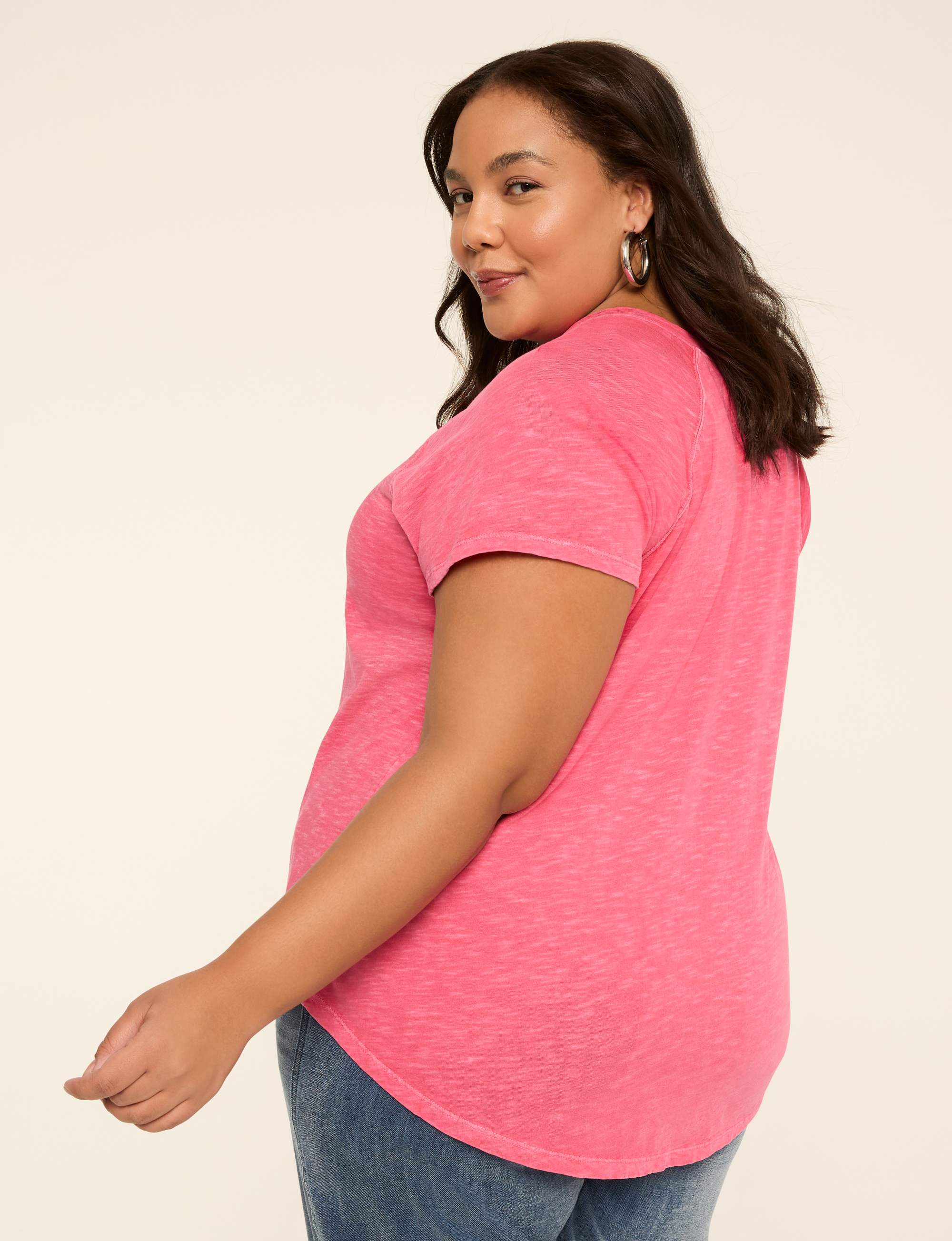 Short-Sleeve Notch-Neck Top