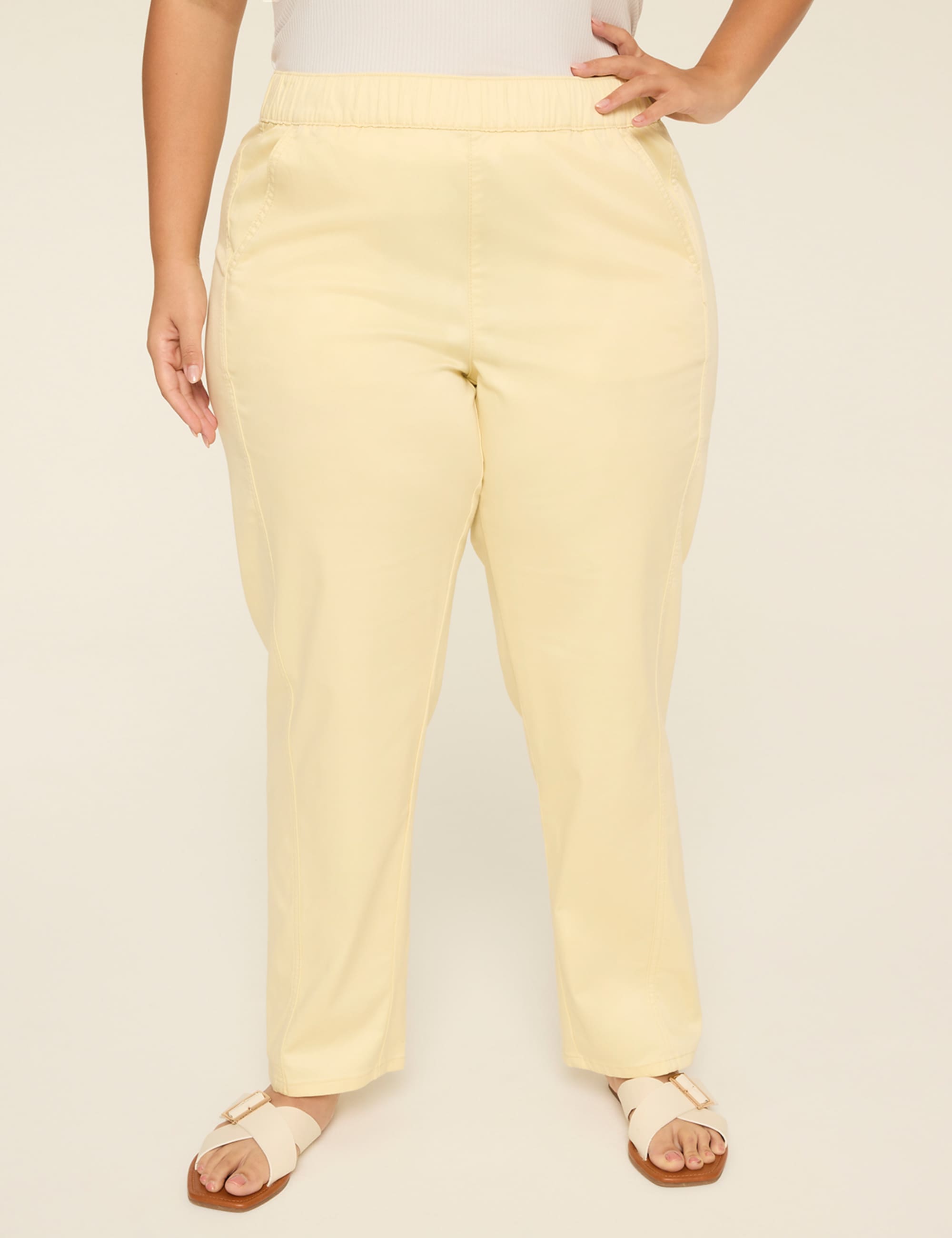 Pull-On Sateen Chino Ankle Pant