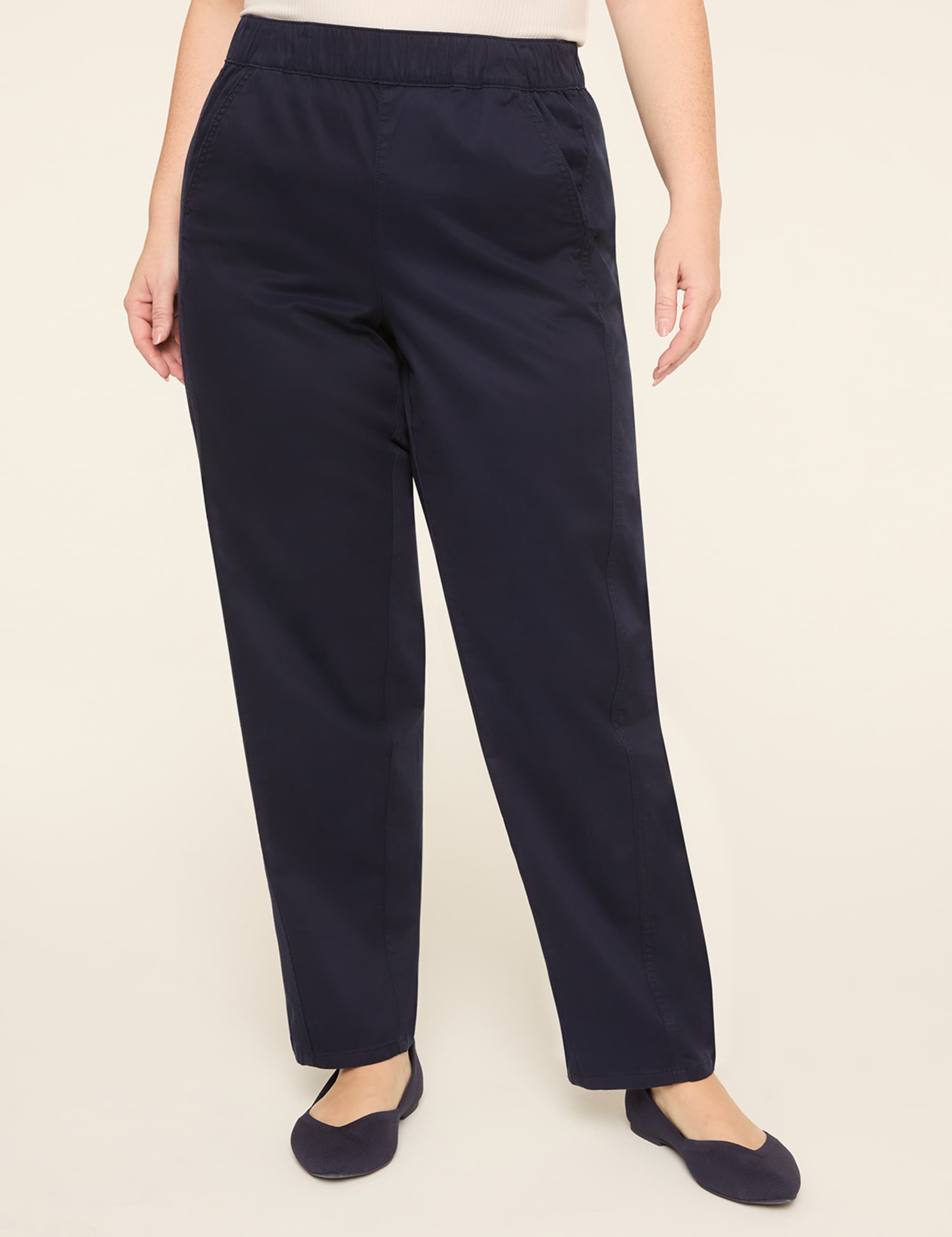 Pull-On Sateen Chino Ankle Pant
