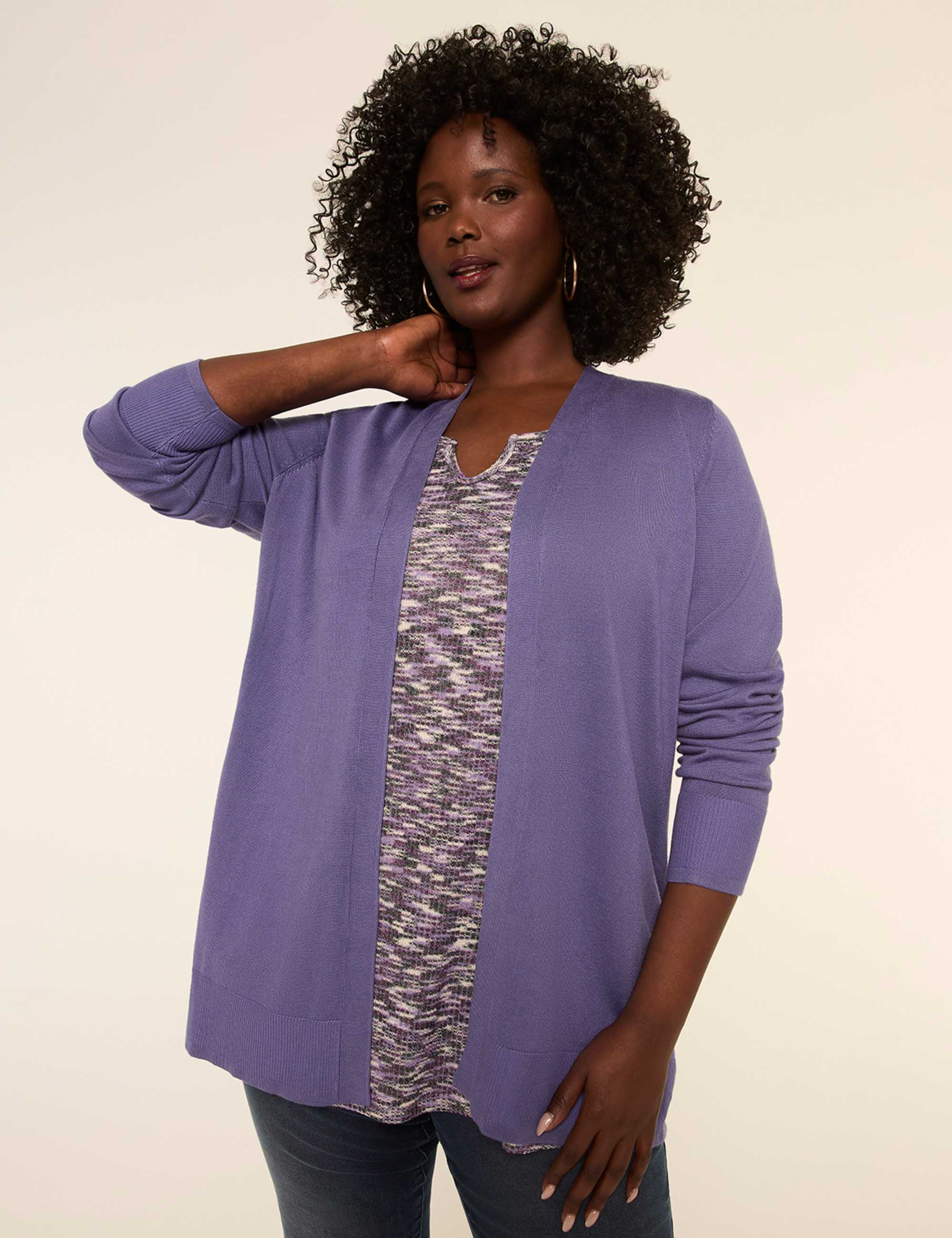 Modern Long-Sleeve Open-Front Cardigan