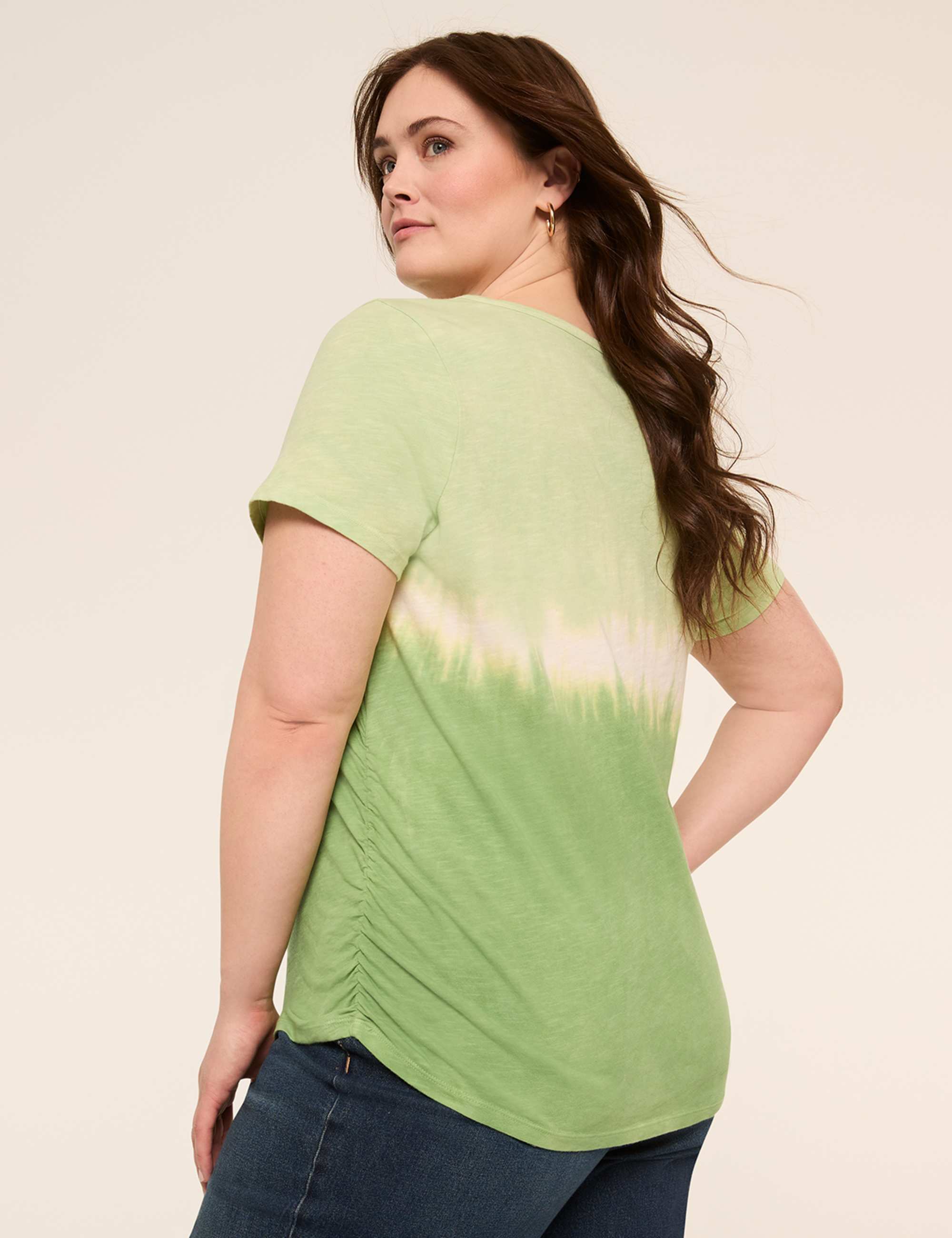 Short-Sleeve V-Neck Side-Ruched Tee