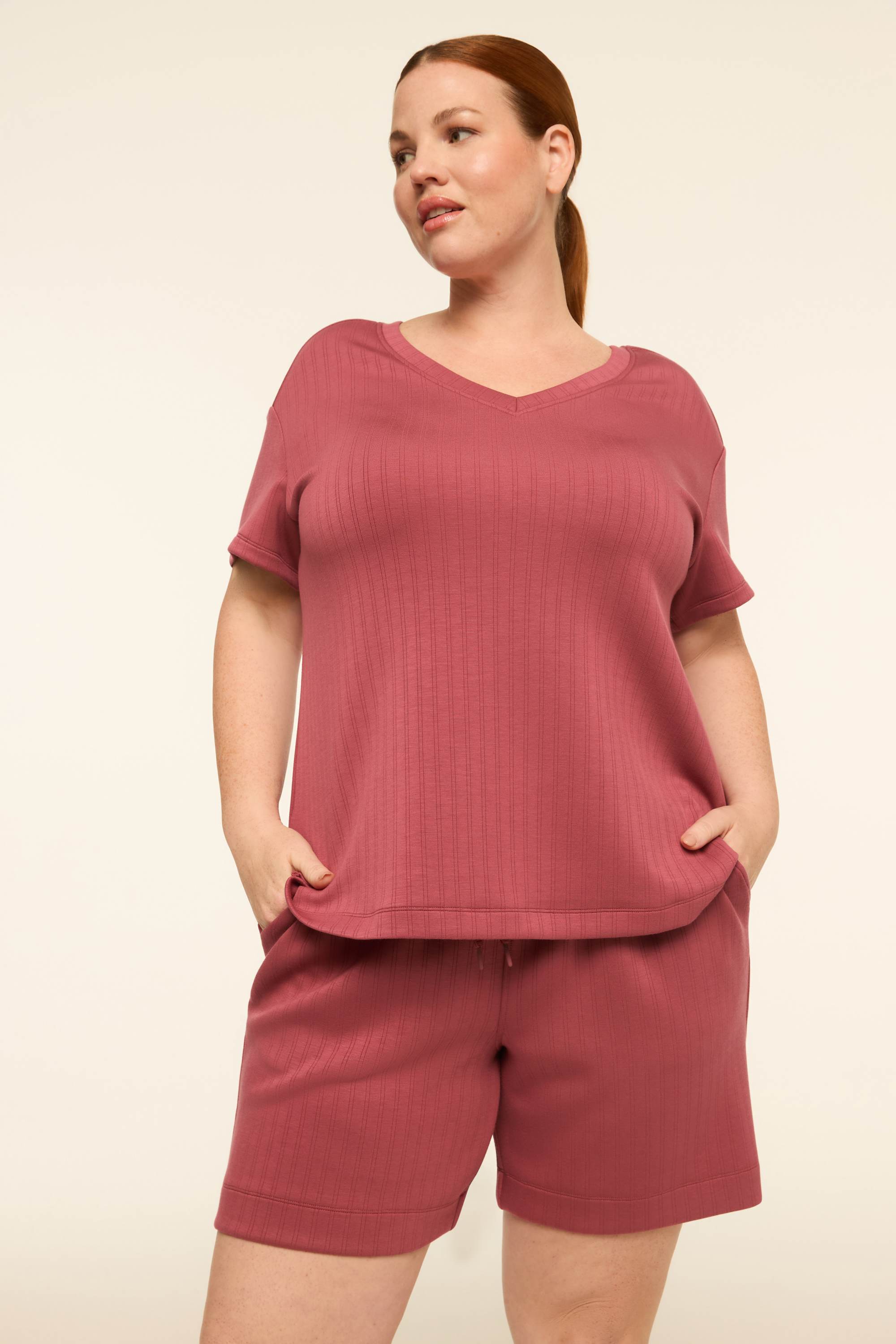 LIVI Wide Rib Journey V-Neck Top