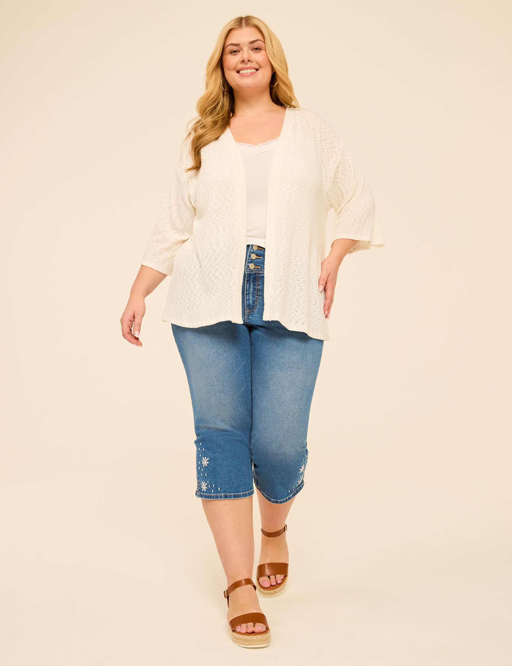 Kimono-Sleeve Open-Front Overpiece