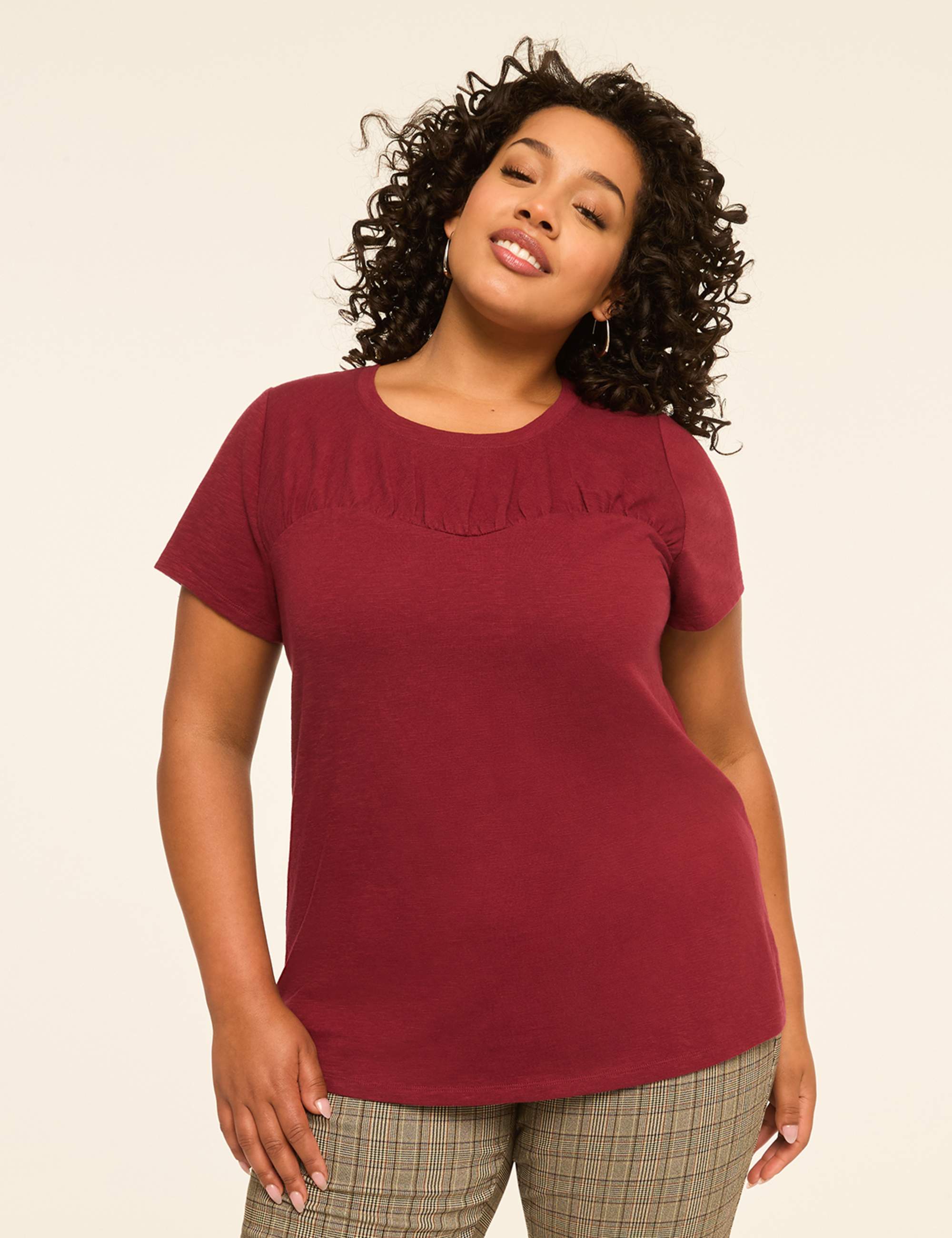 Short-Sleeve Sweetheart-Seamed Top