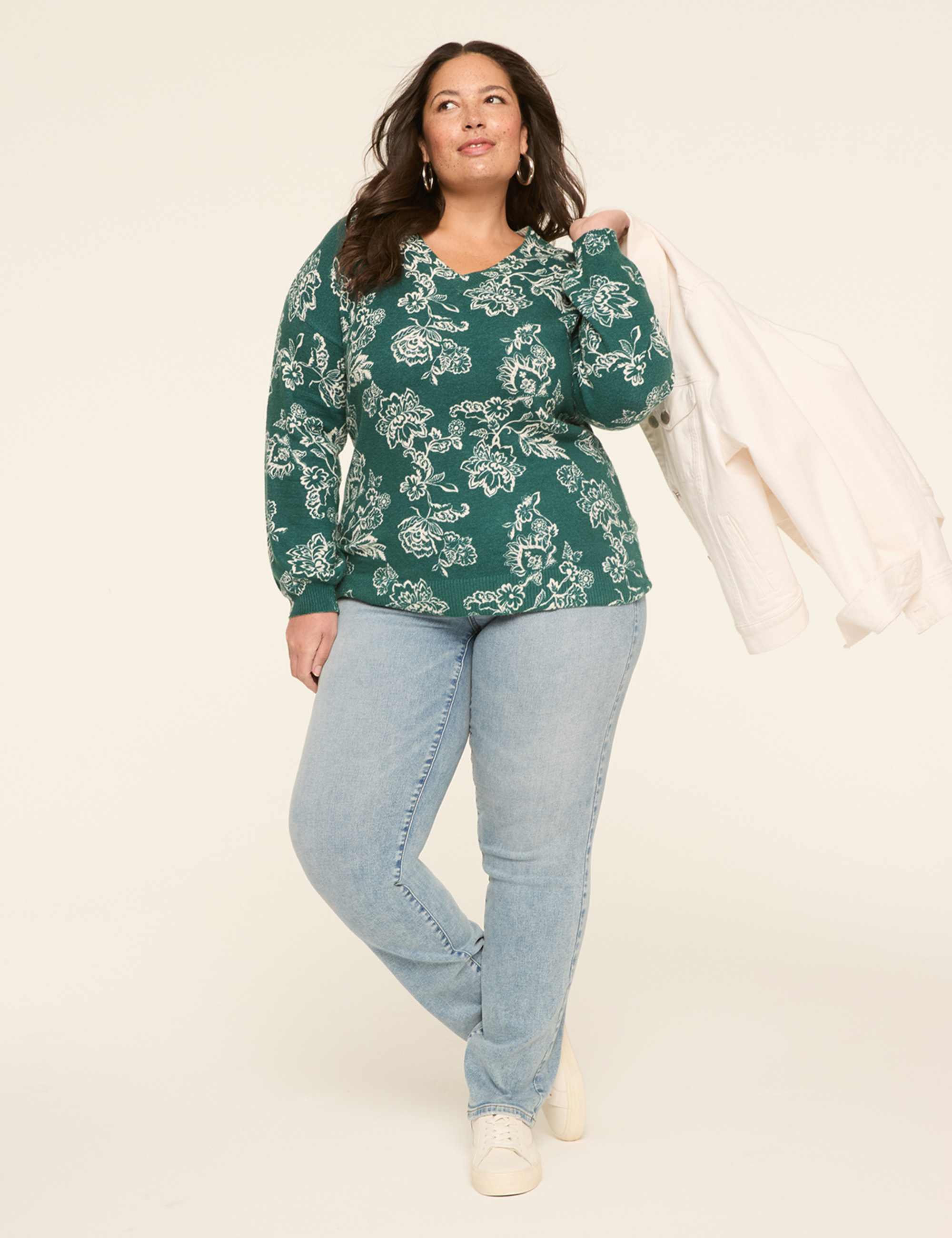 Long-Sleeve V-Neck Pullover Sweater