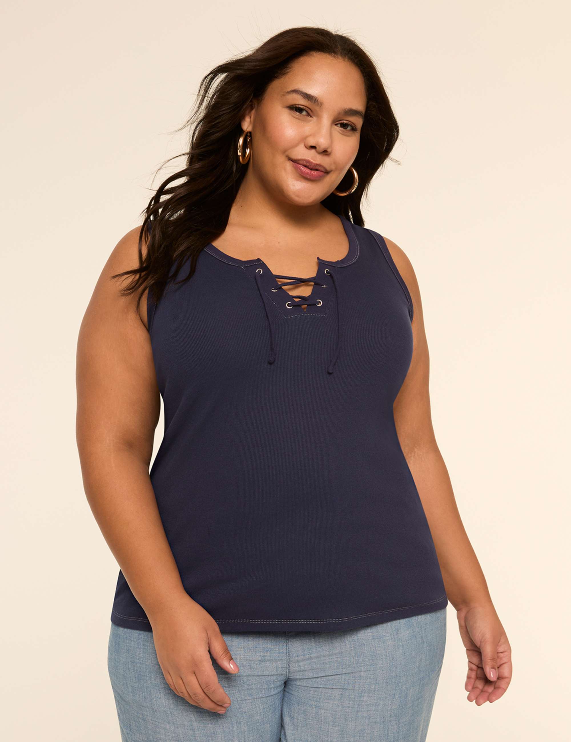 Lace-Up Rib Tank