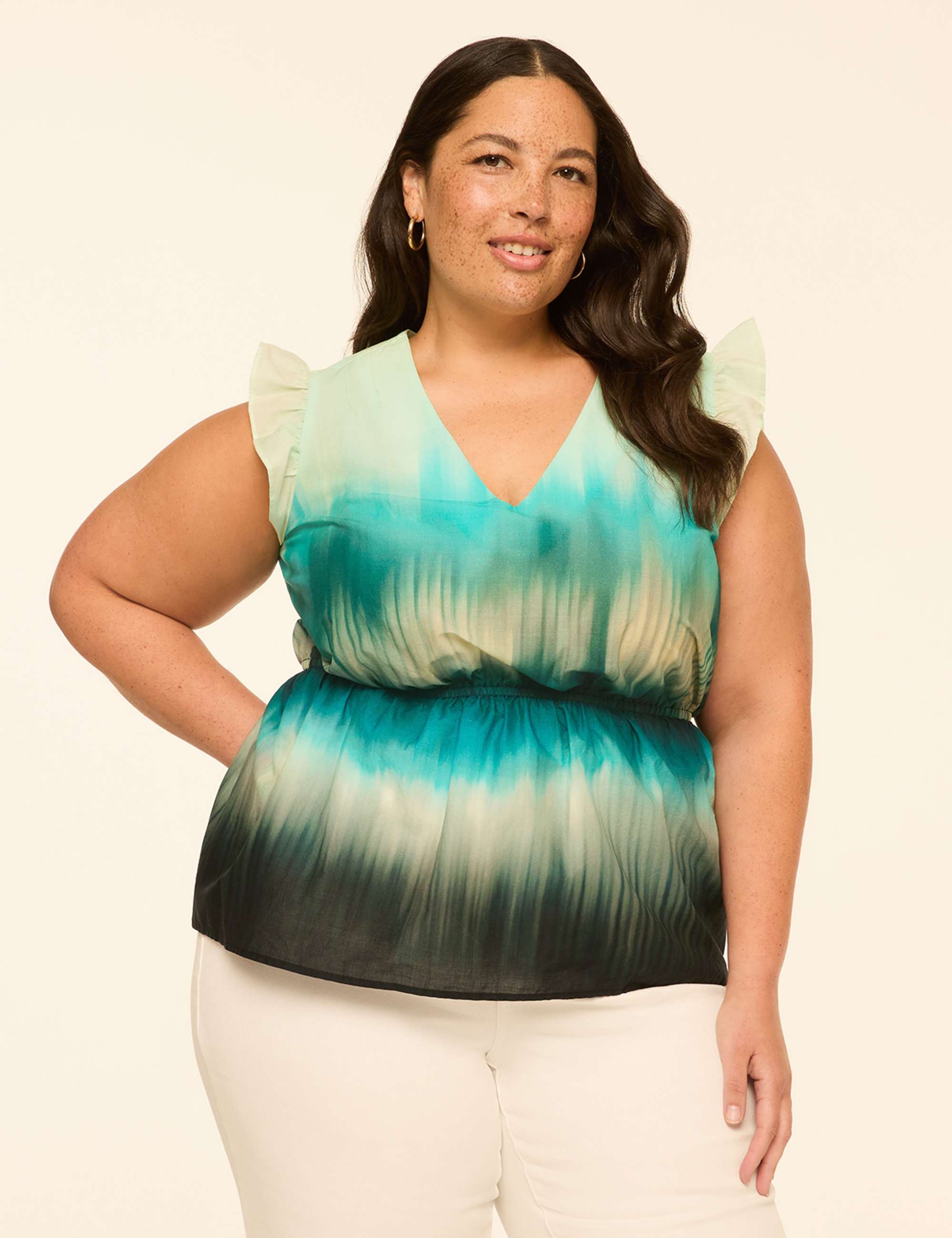Swing V-Neck Peplum Top