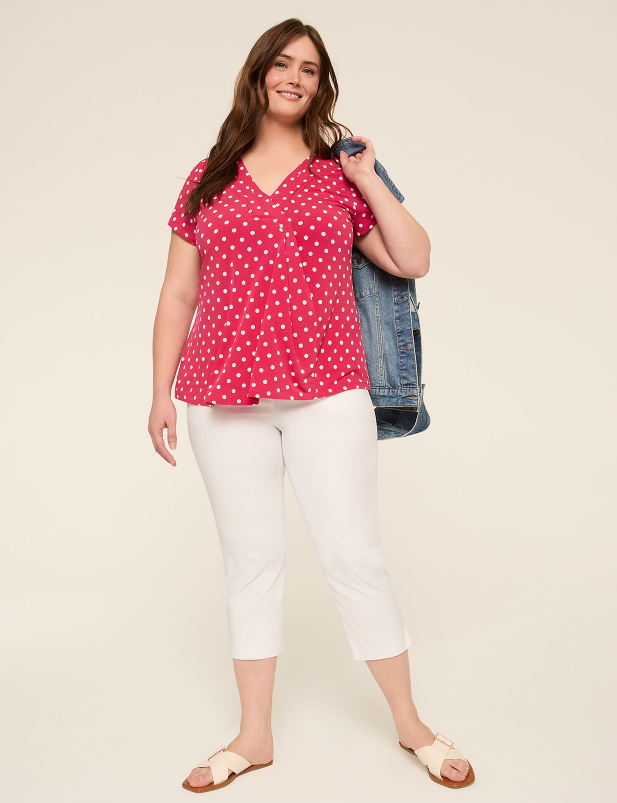 Swing Cap-Sleeve Pleat-Front Top
