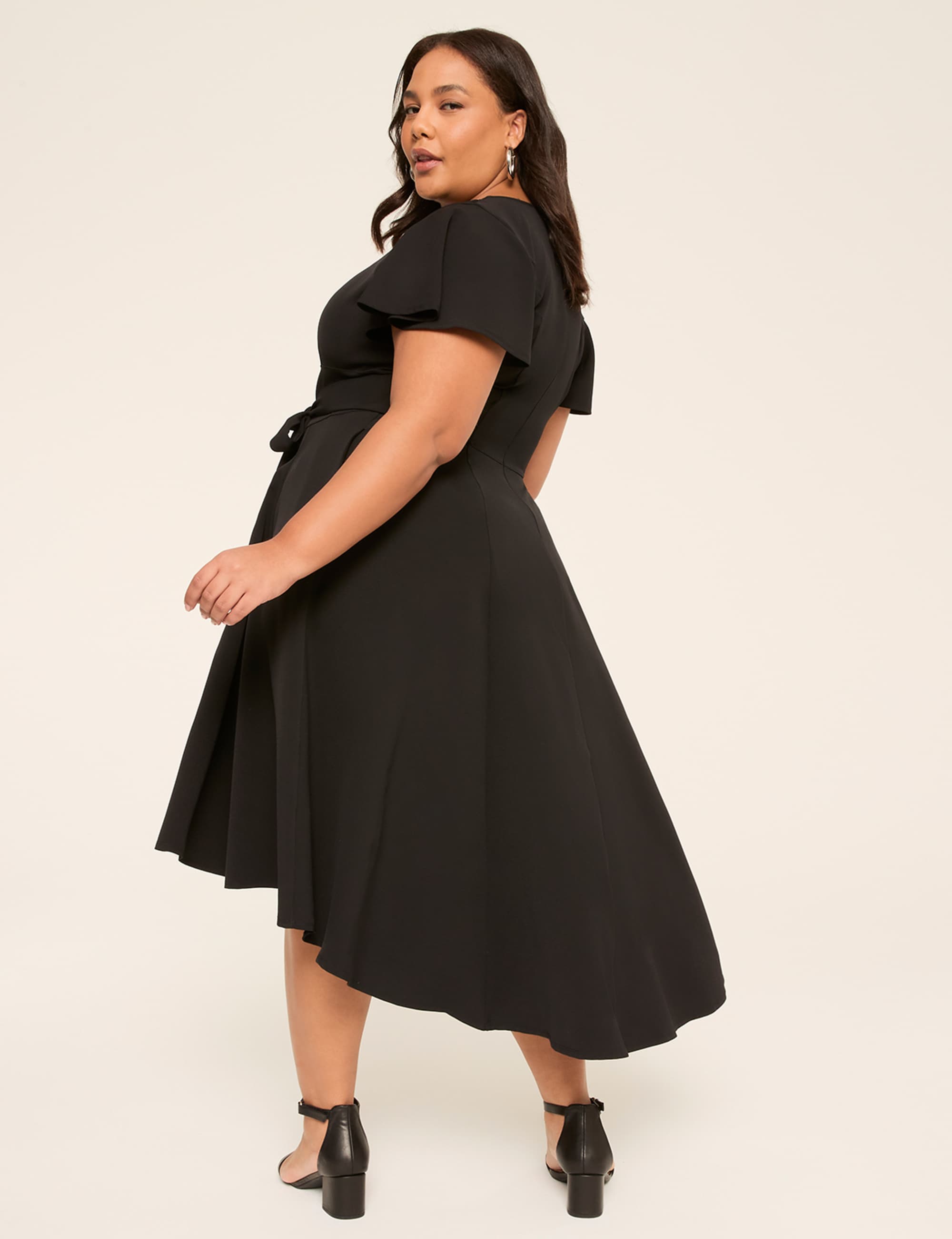 Lena V-Neck High-Low Midi Dress
