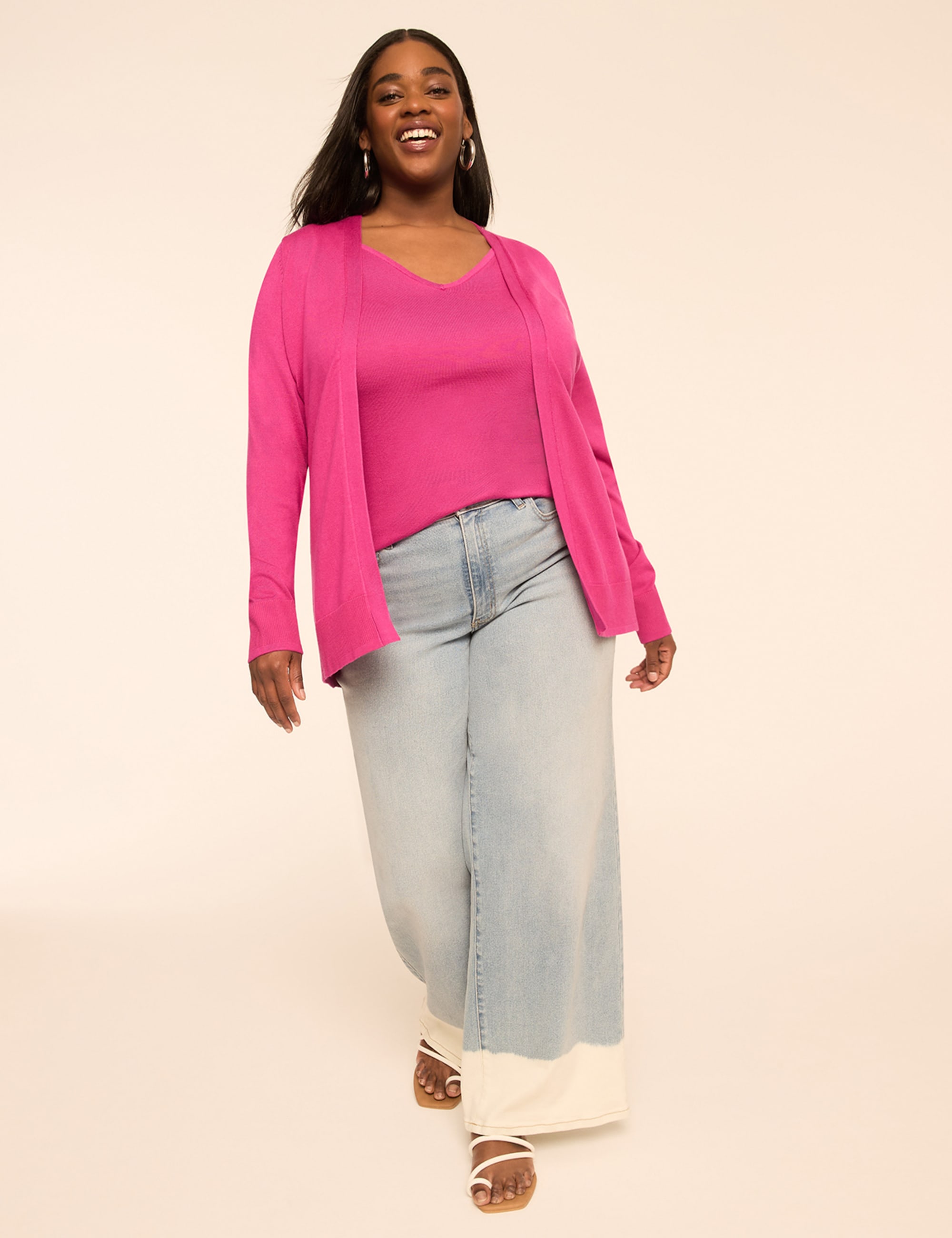 Modern Long-Sleeve Open-Front Cardigan