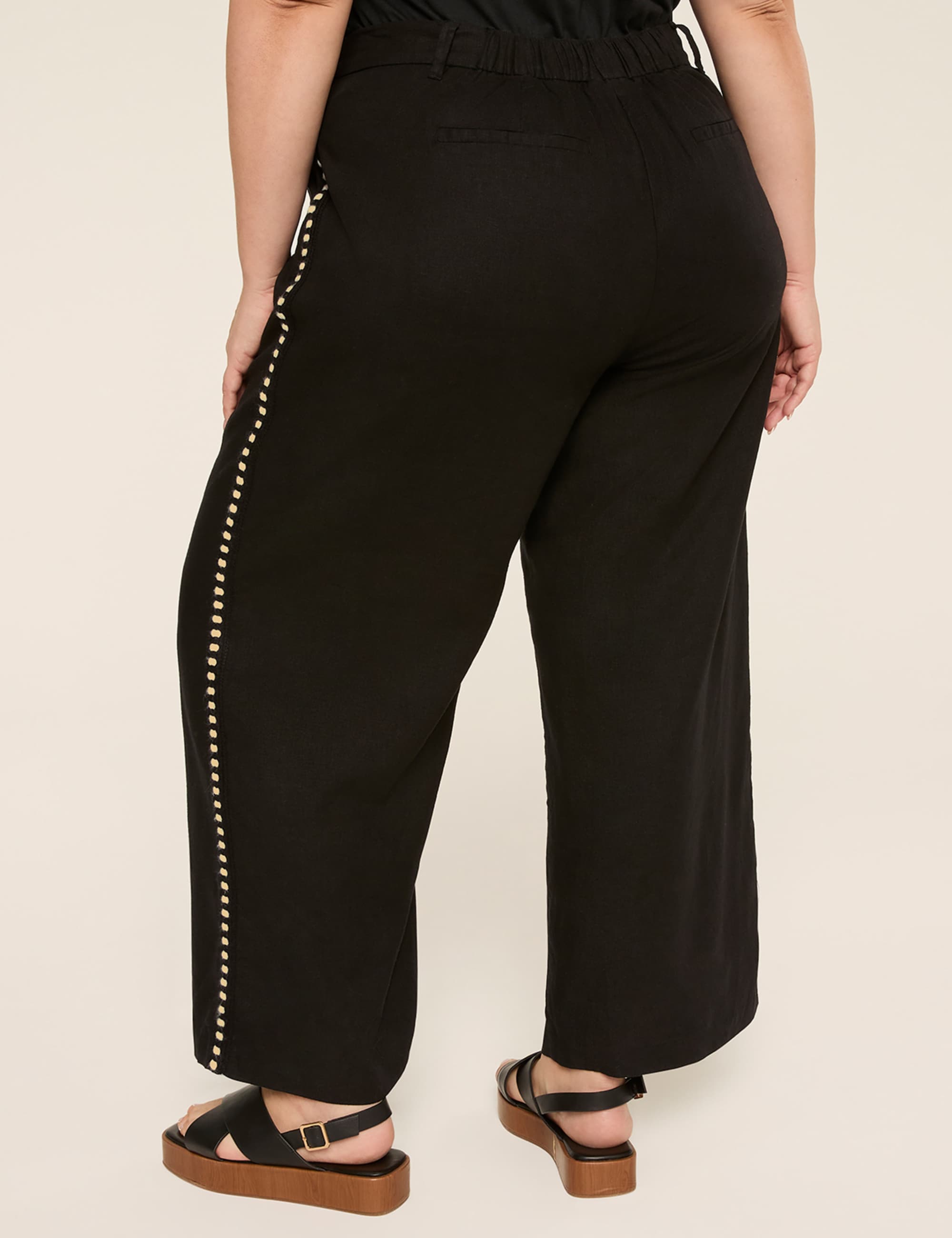 Linen-Blend Wide Leg Pant