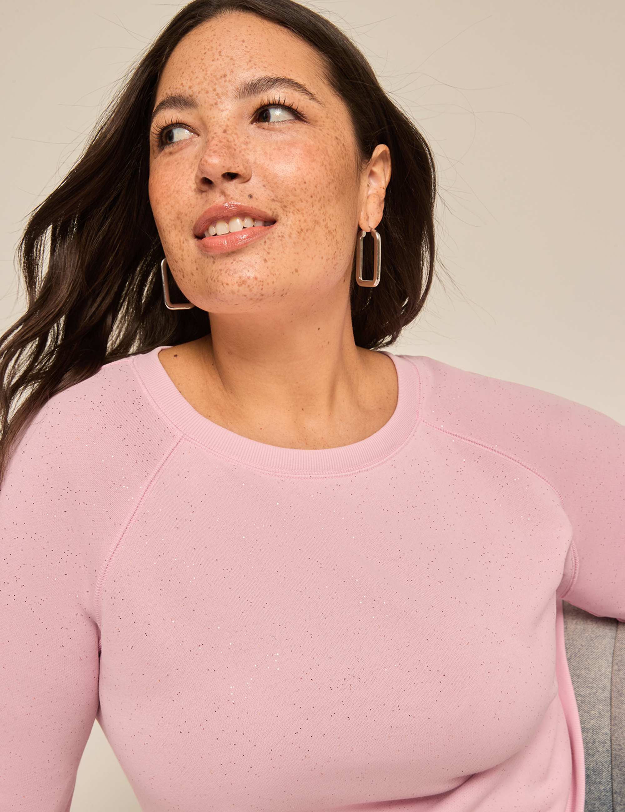 Sparkle Knit Long-Sleeve Crew-Neck Sweatshirt