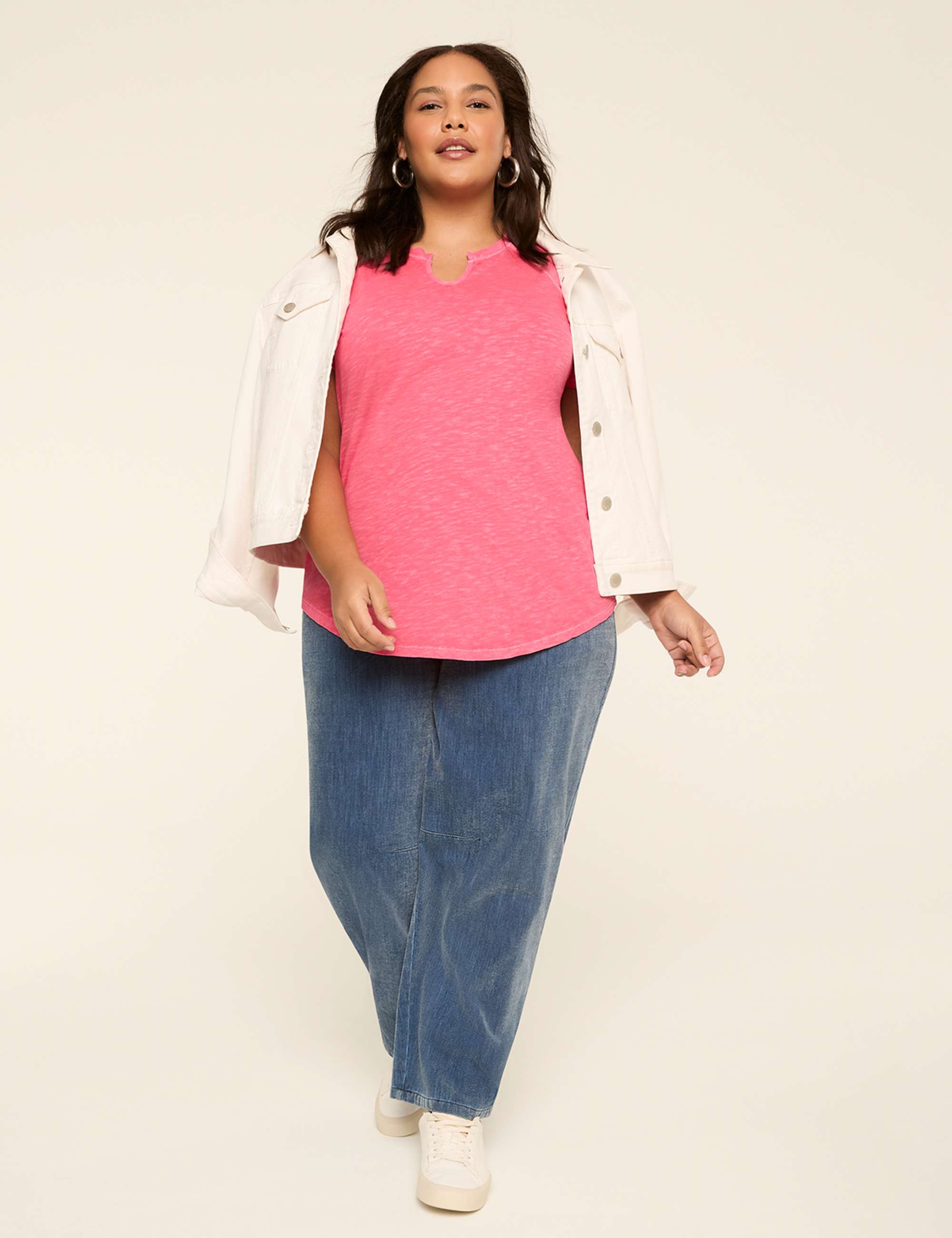 Short-Sleeve Notch-Neck Top