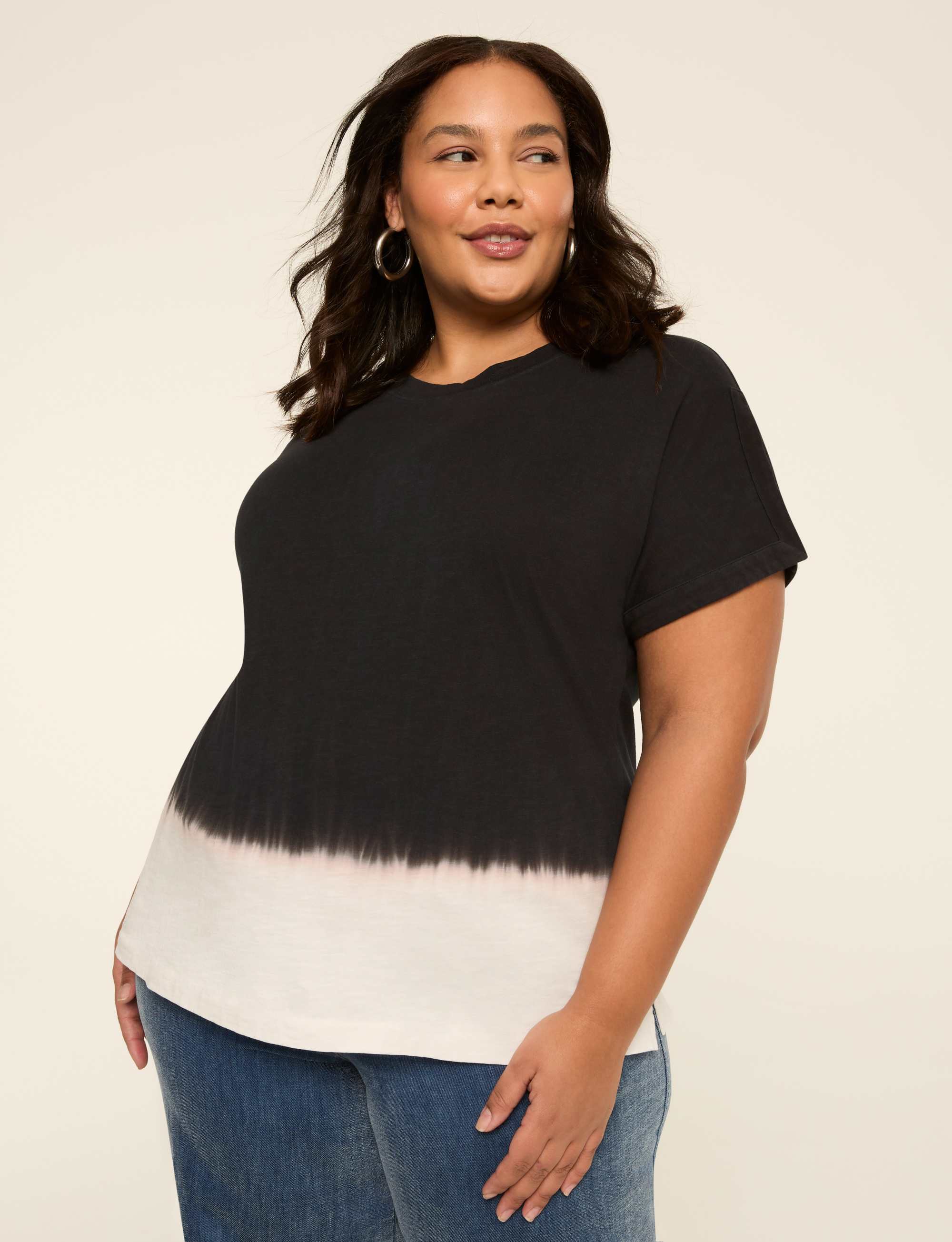 Cutaway-Sleeve Crew-Neck Top