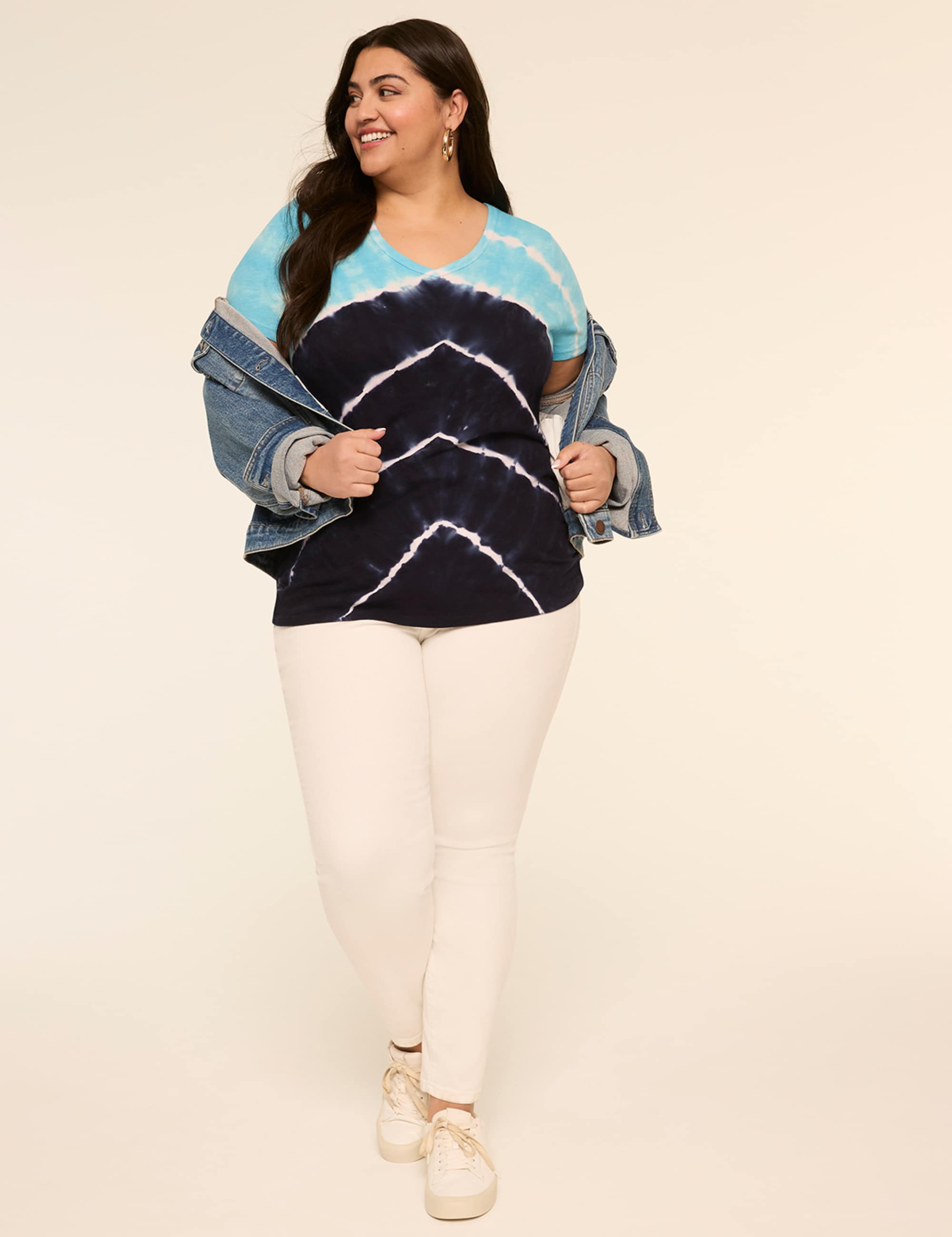 Short-Sleeve V-Neck Side-Ruched Tee