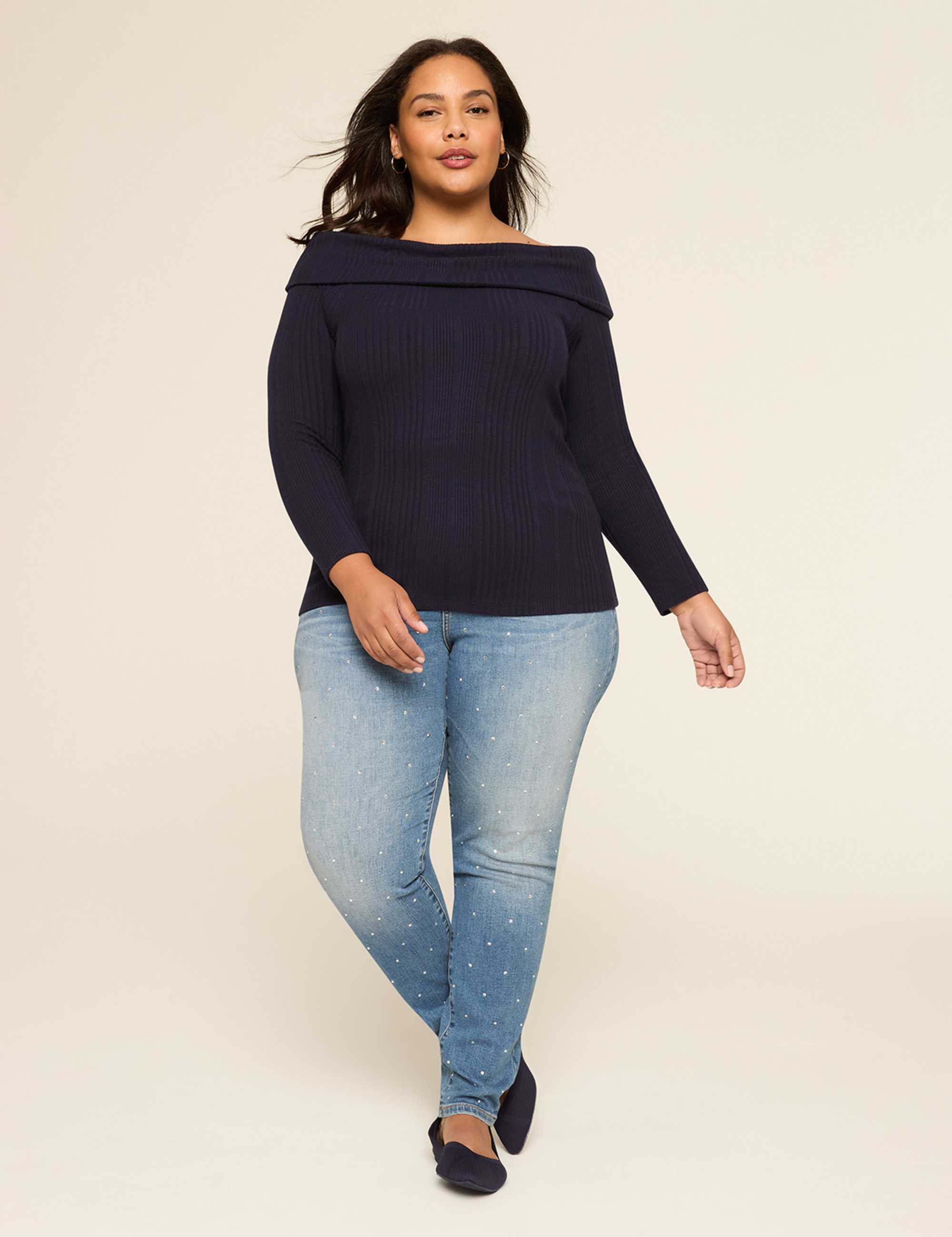 Rib Off-The-Shoulder Top