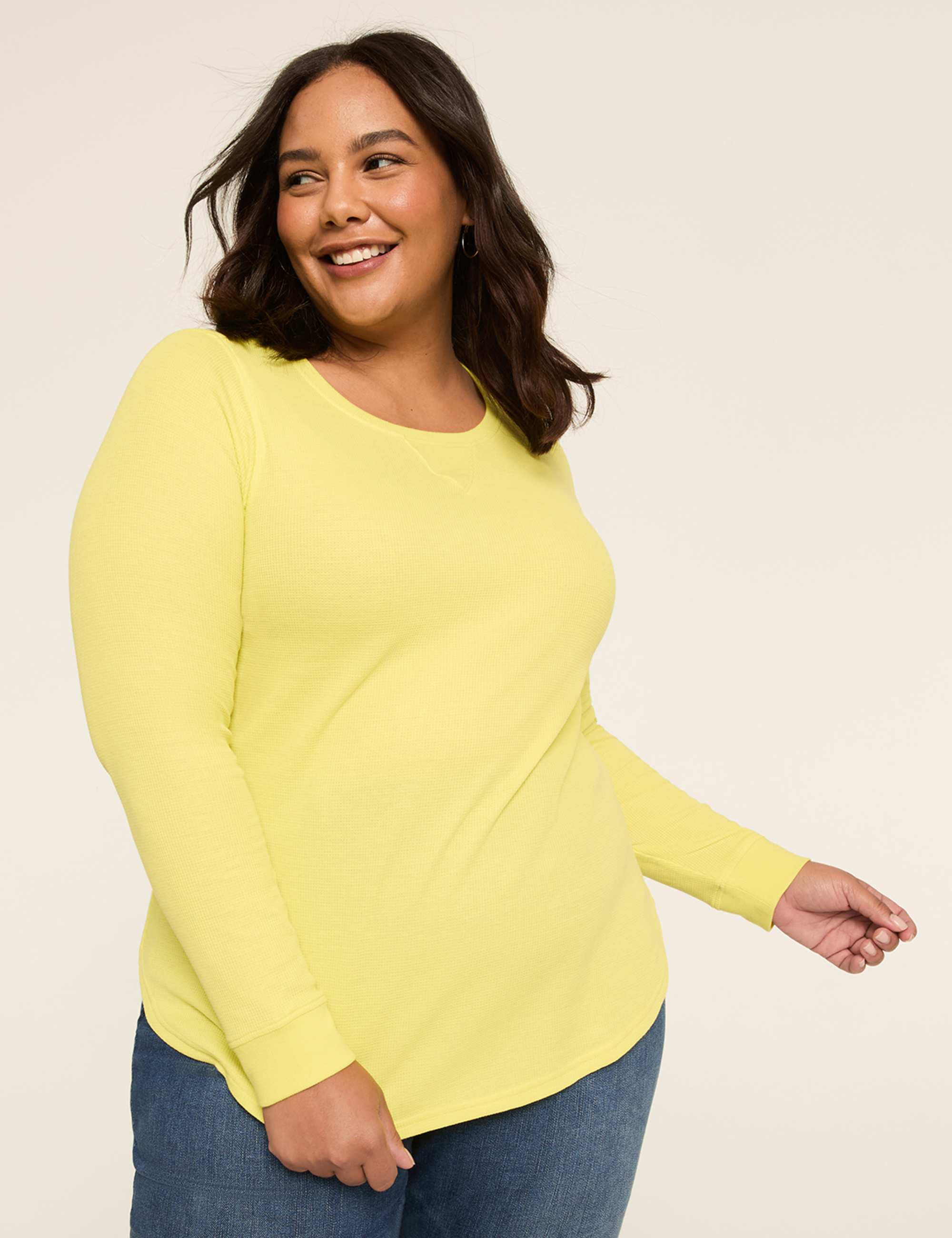 Waffle Knit Curved-Hem Tee