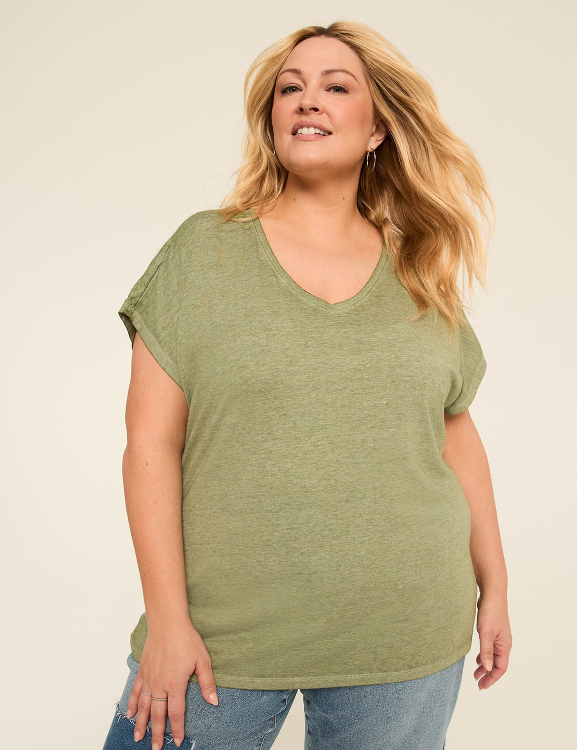 Dolman-Sleeve V-Neck Tee