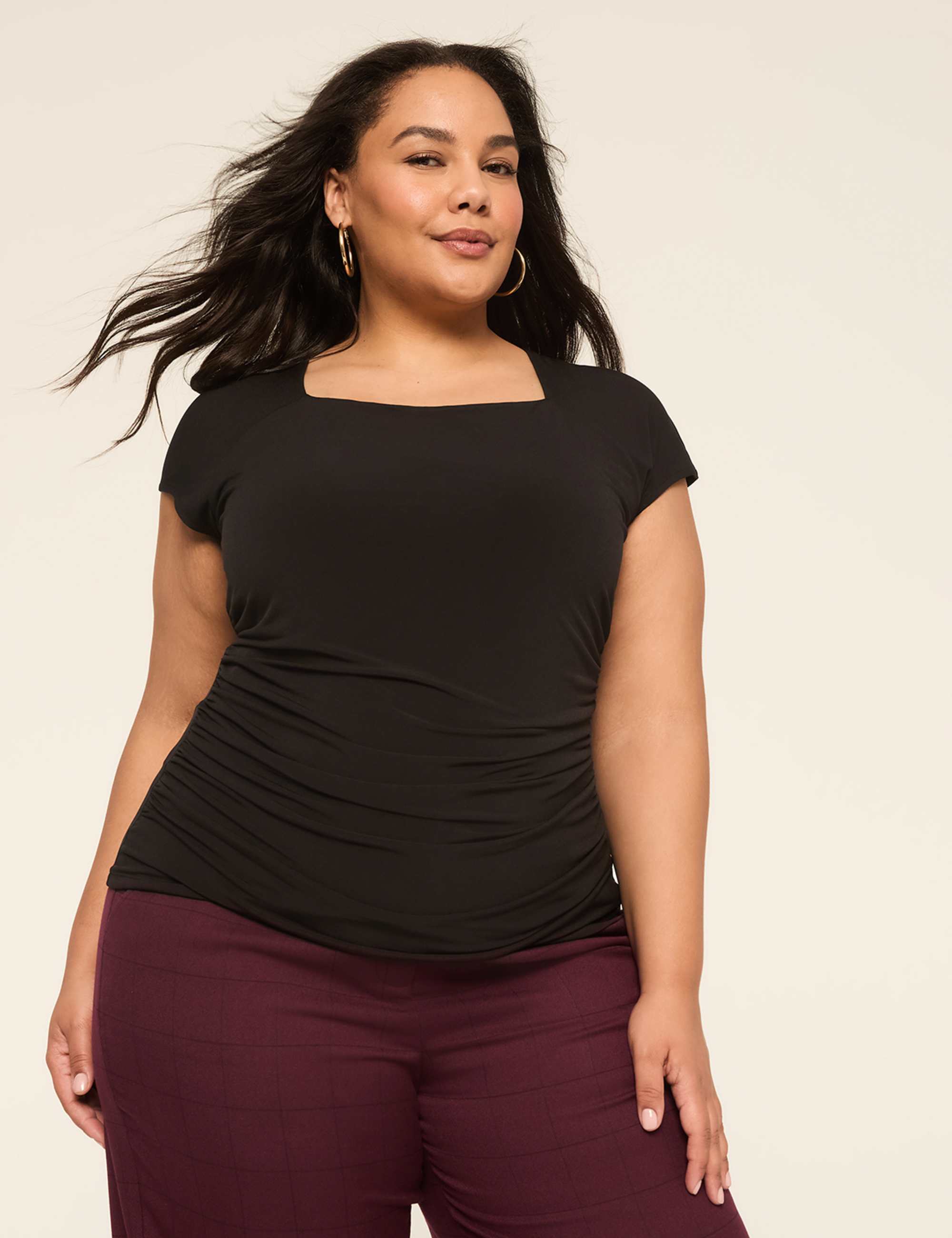 Square-Neck Side-Ruched Top