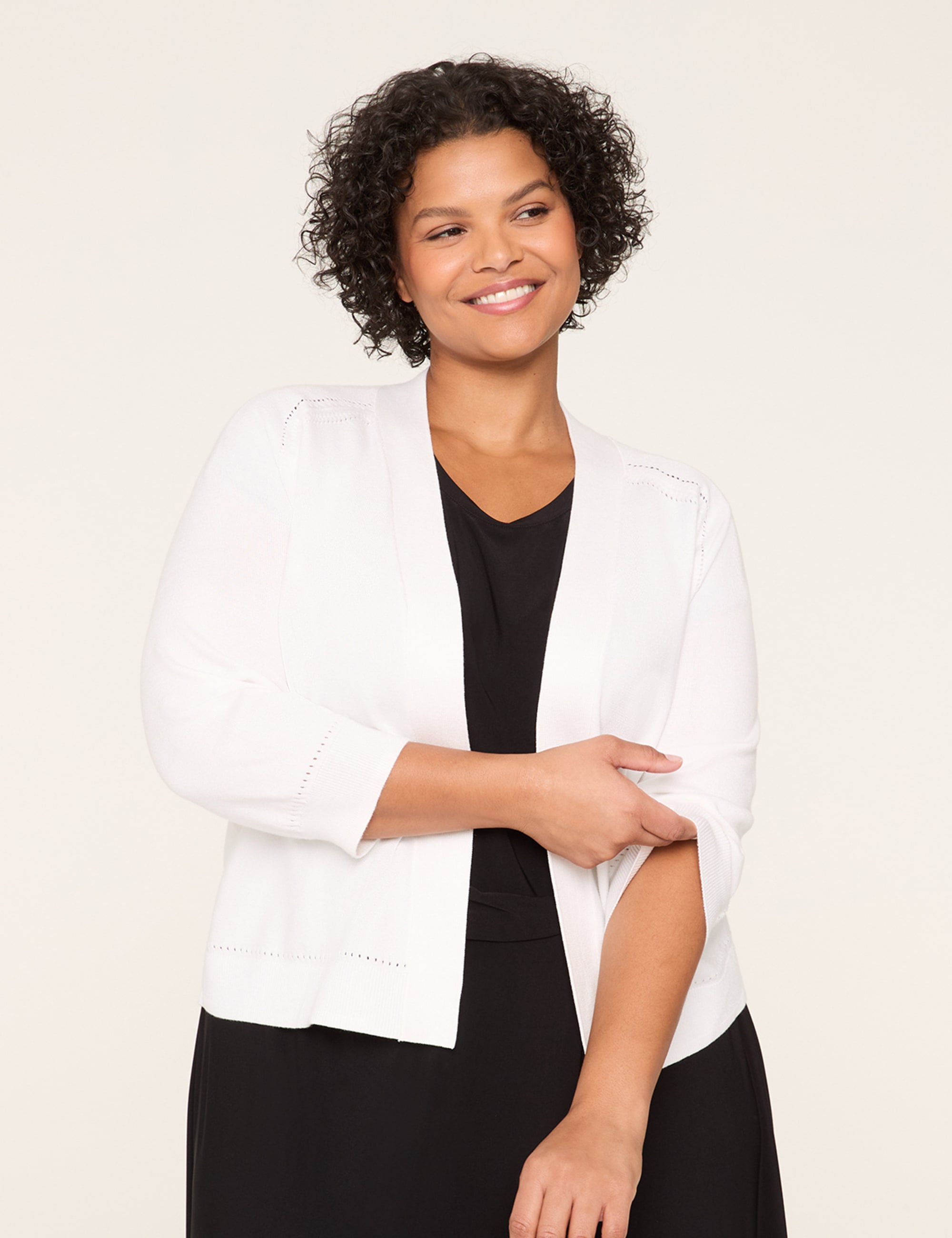 3/4-Sleeve Open-Front Shrug