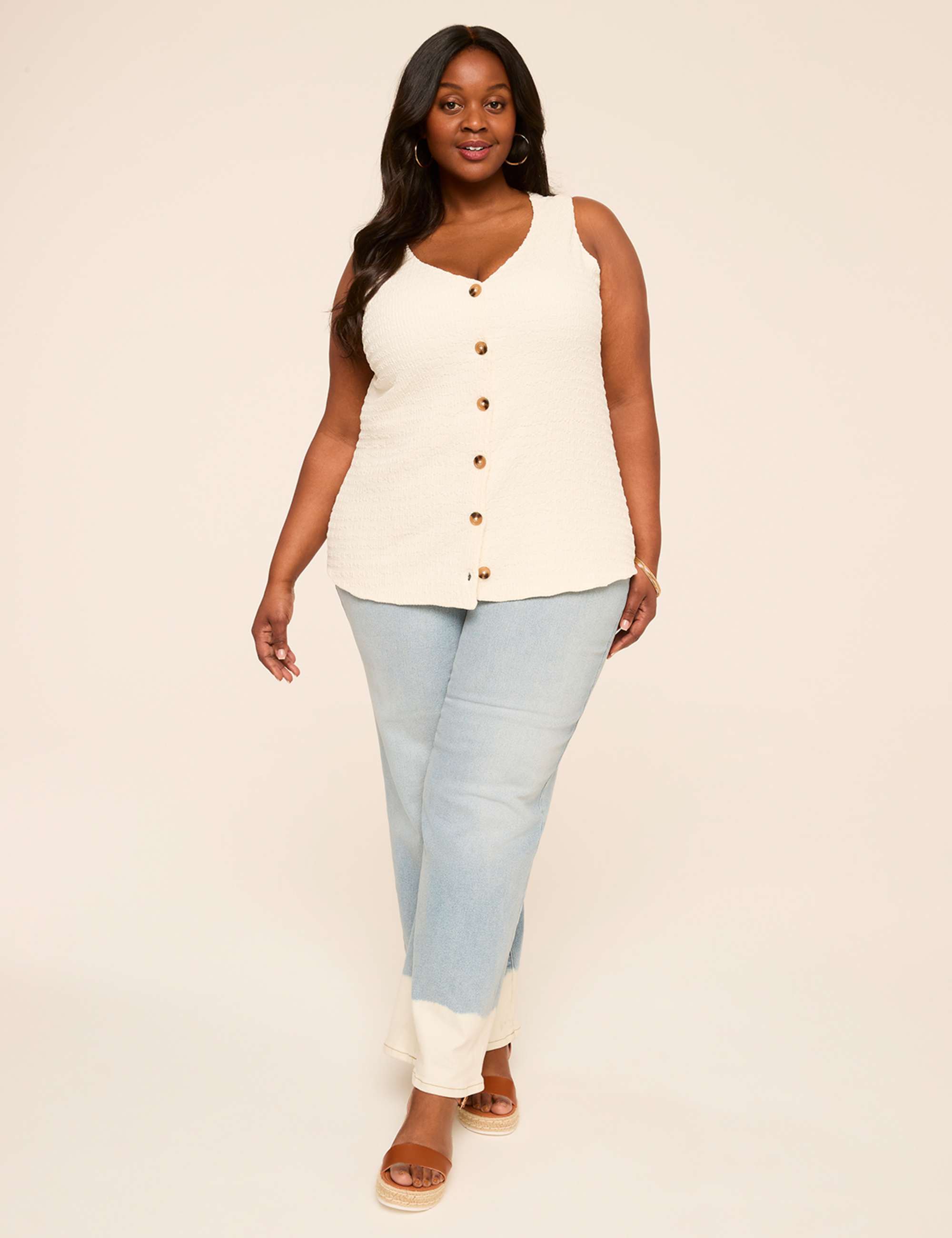 Textured Button-Front Vest