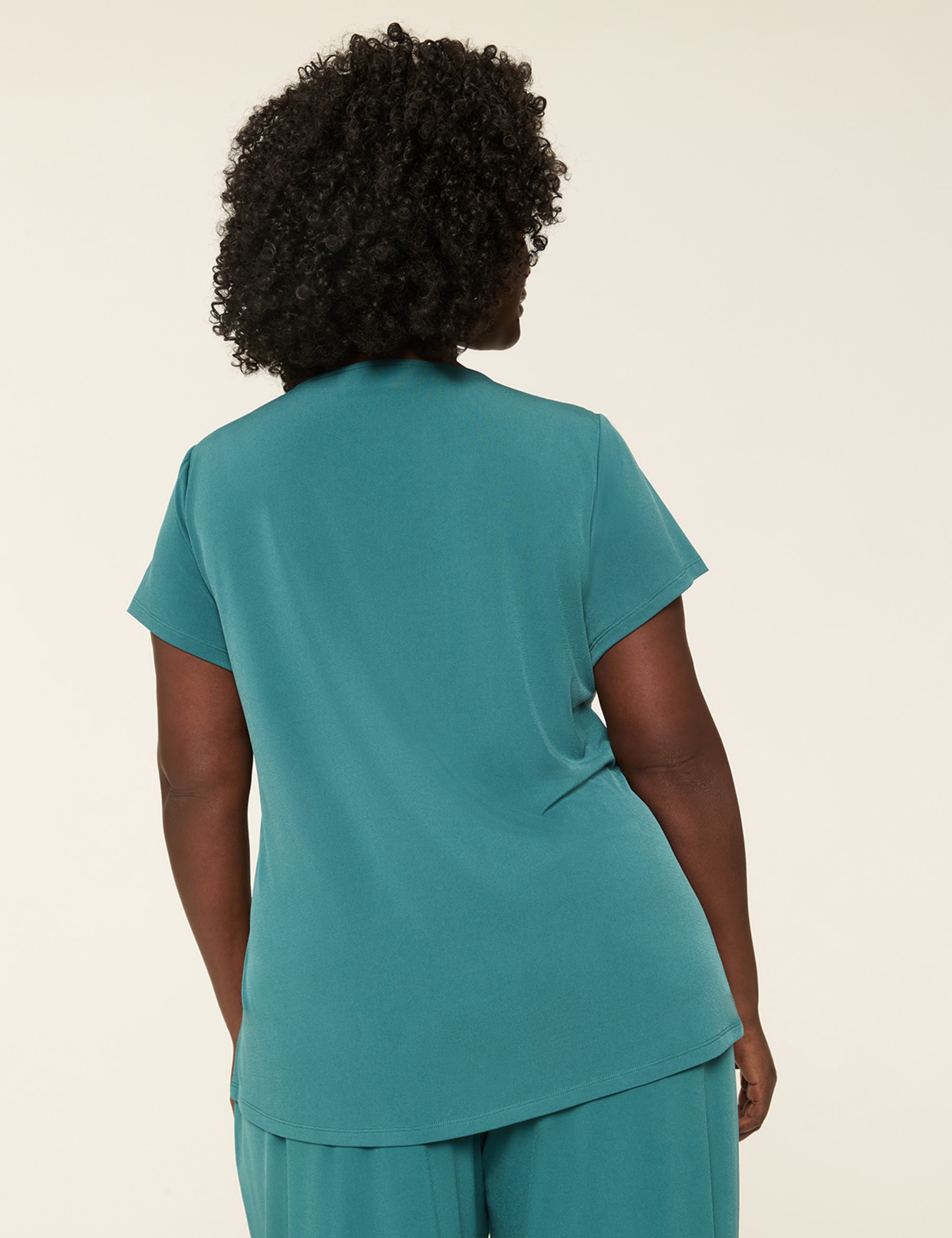 Cap-Sleeve Pleat-Front Top