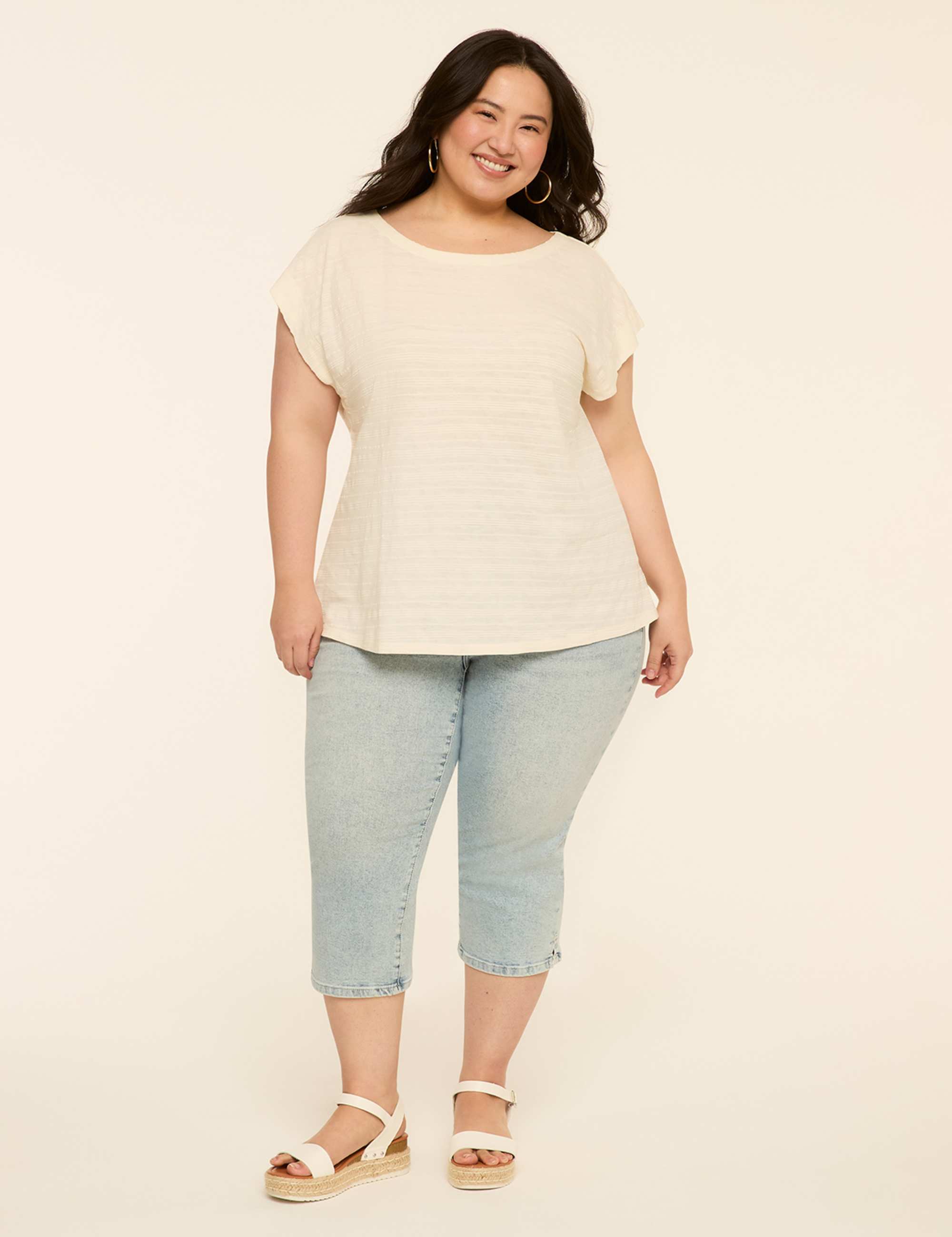 Textured Boatneck Tee