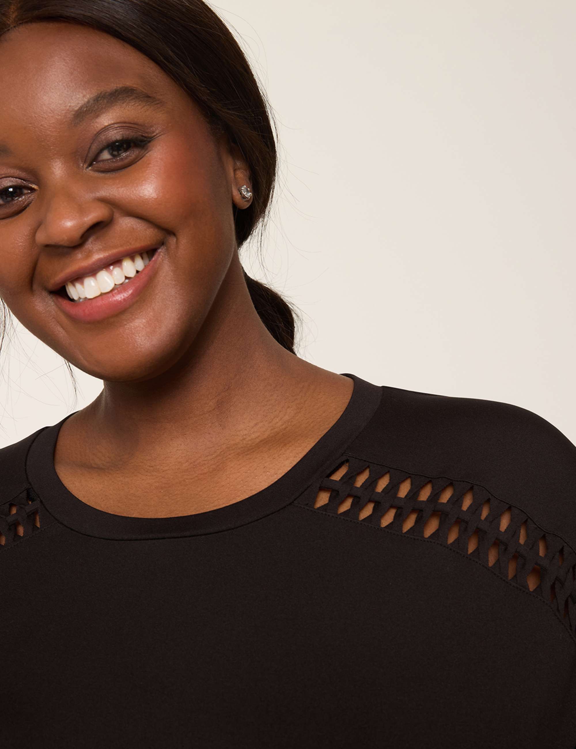 LIVI Soft Macrame-Detail Crew-Neck Tee