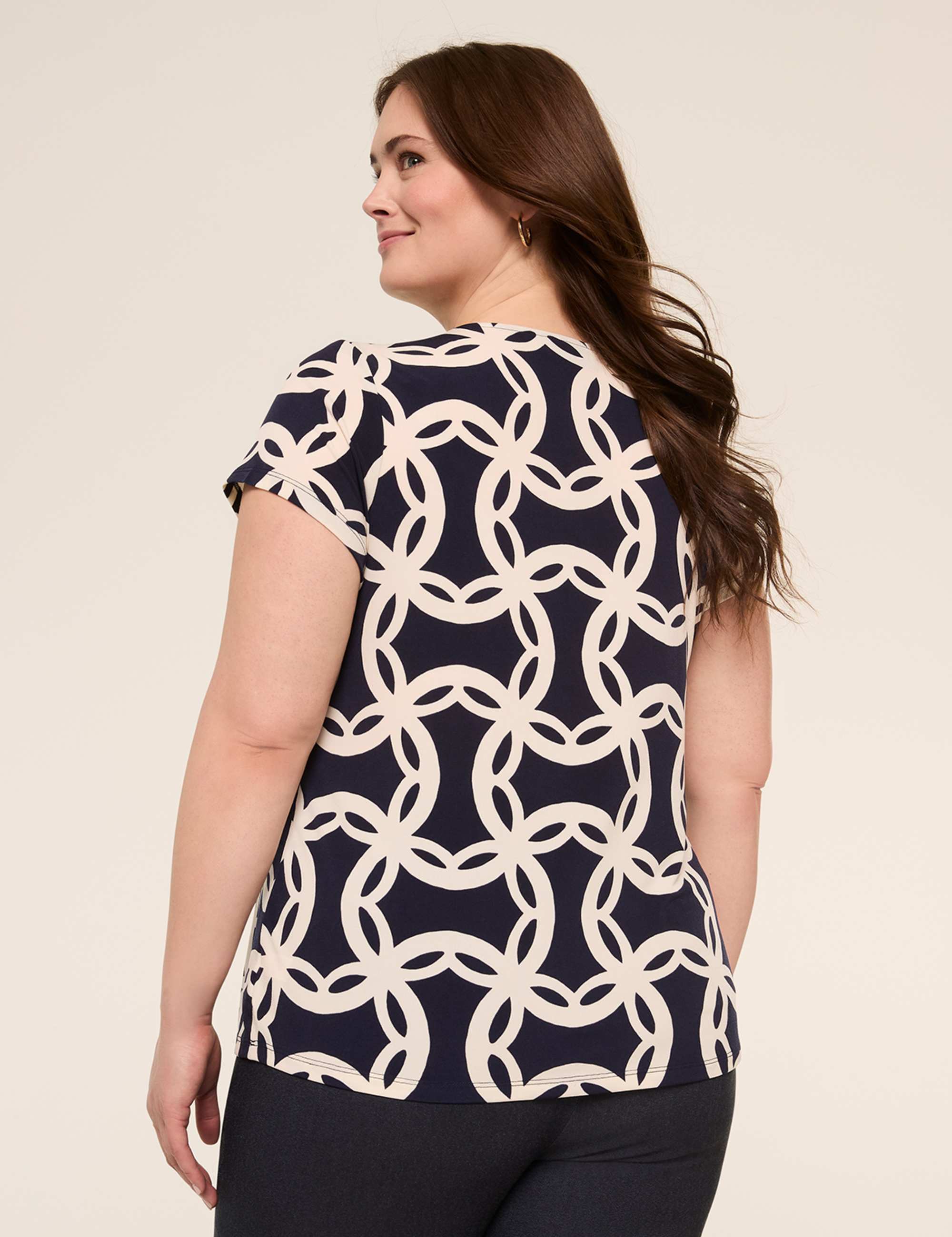 Swing Cap-Sleeve Pleat-Front Top