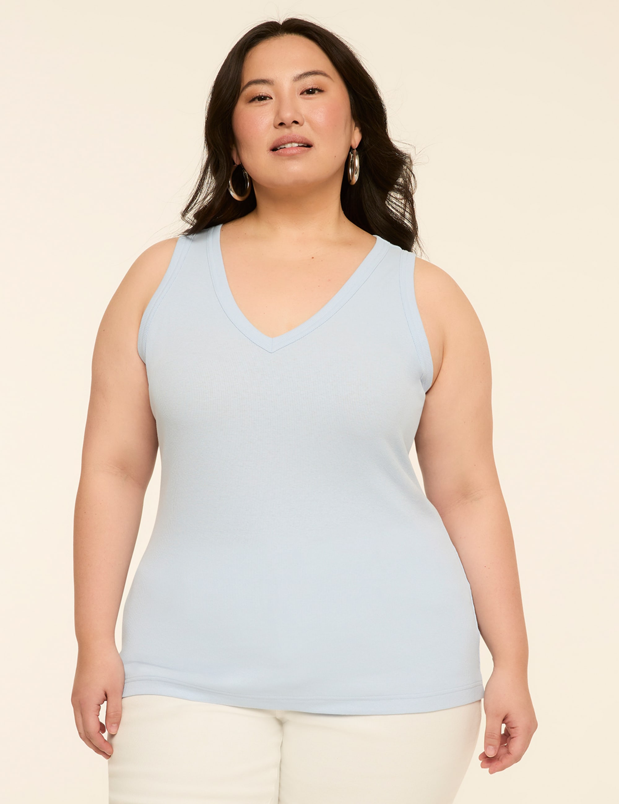 Deep V-Neck Rib Layering Tank