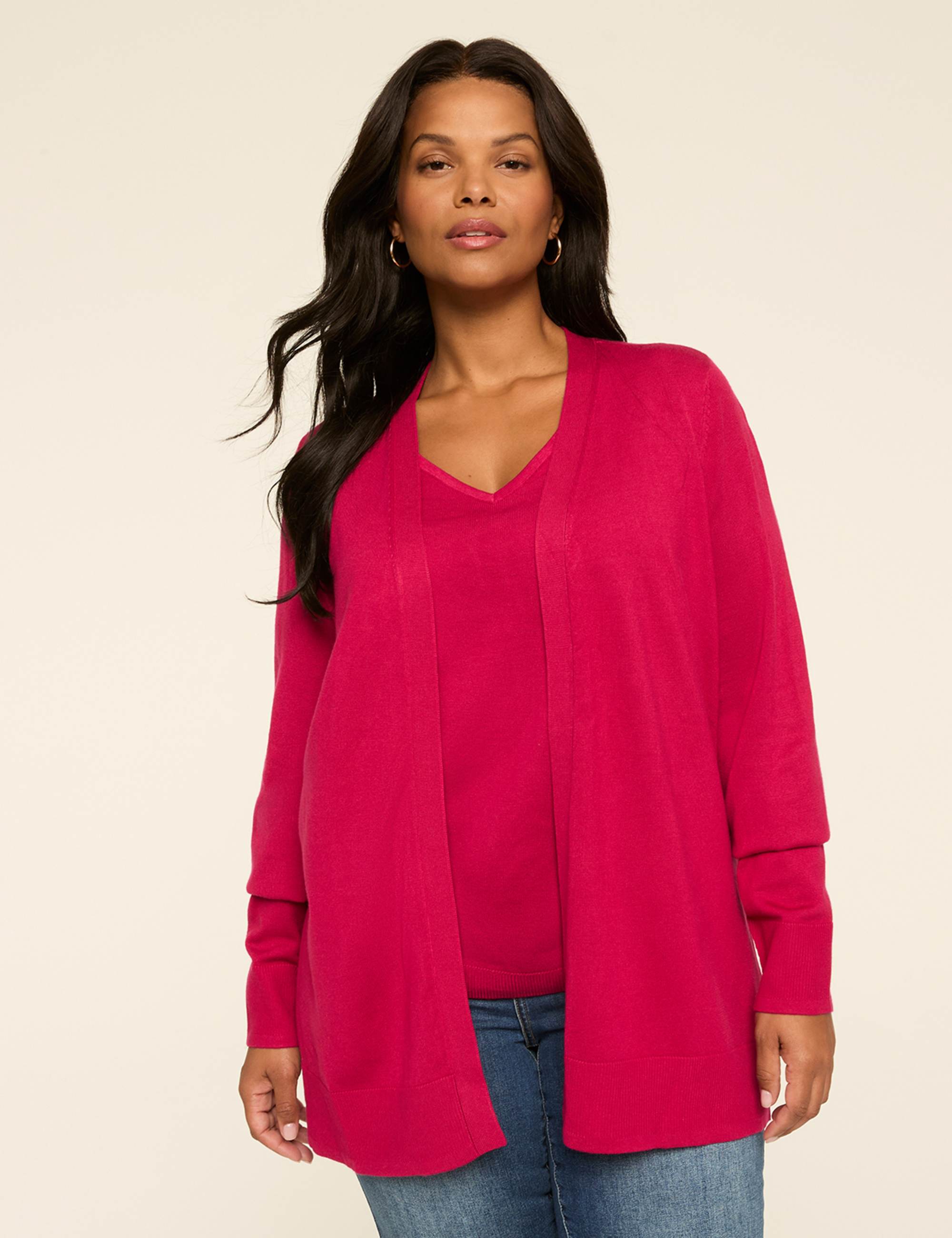Modern Long-Sleeve Open-Front Cardigan