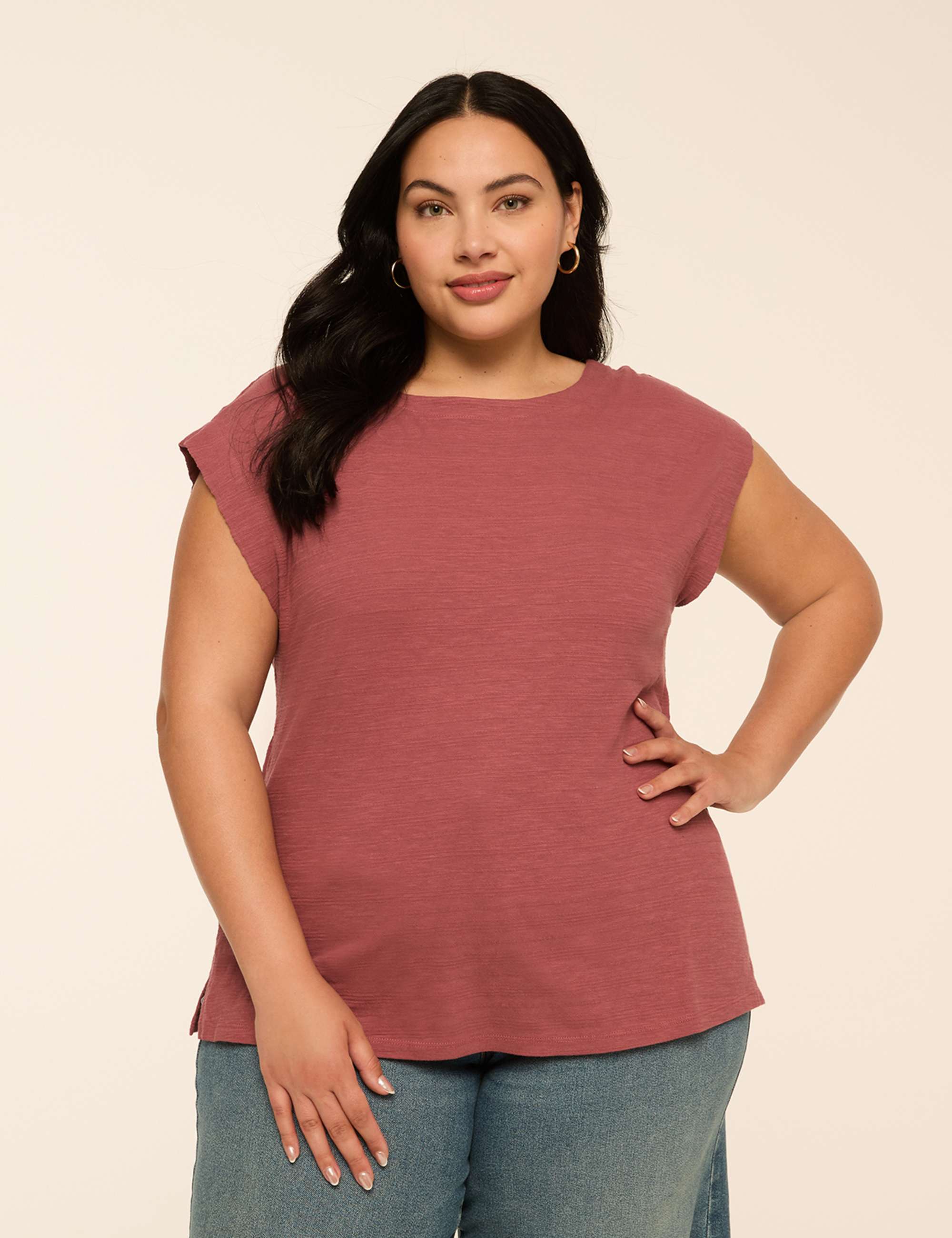 Textured Boatneck Tee