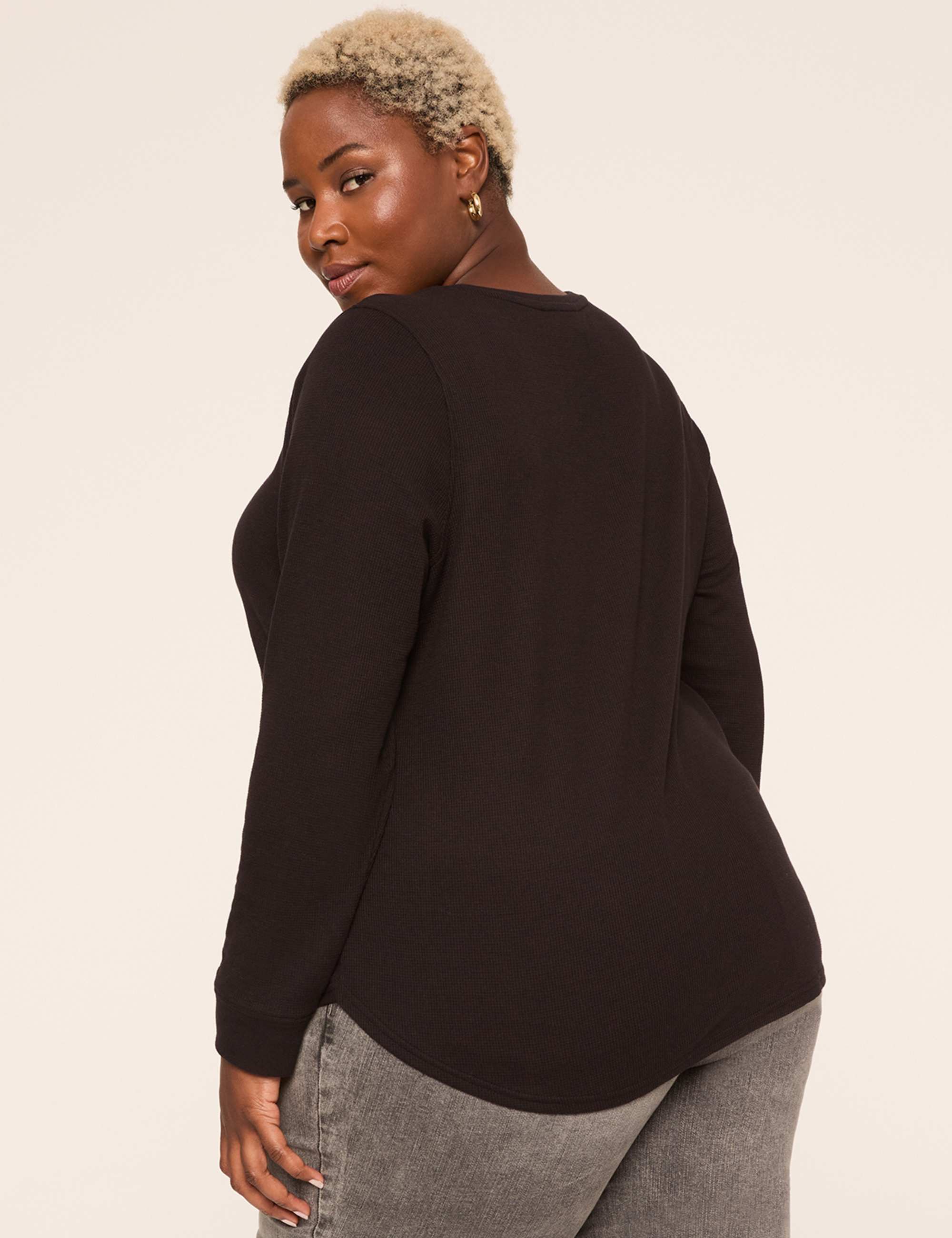 Waffle Knit Curved-Hem Tee