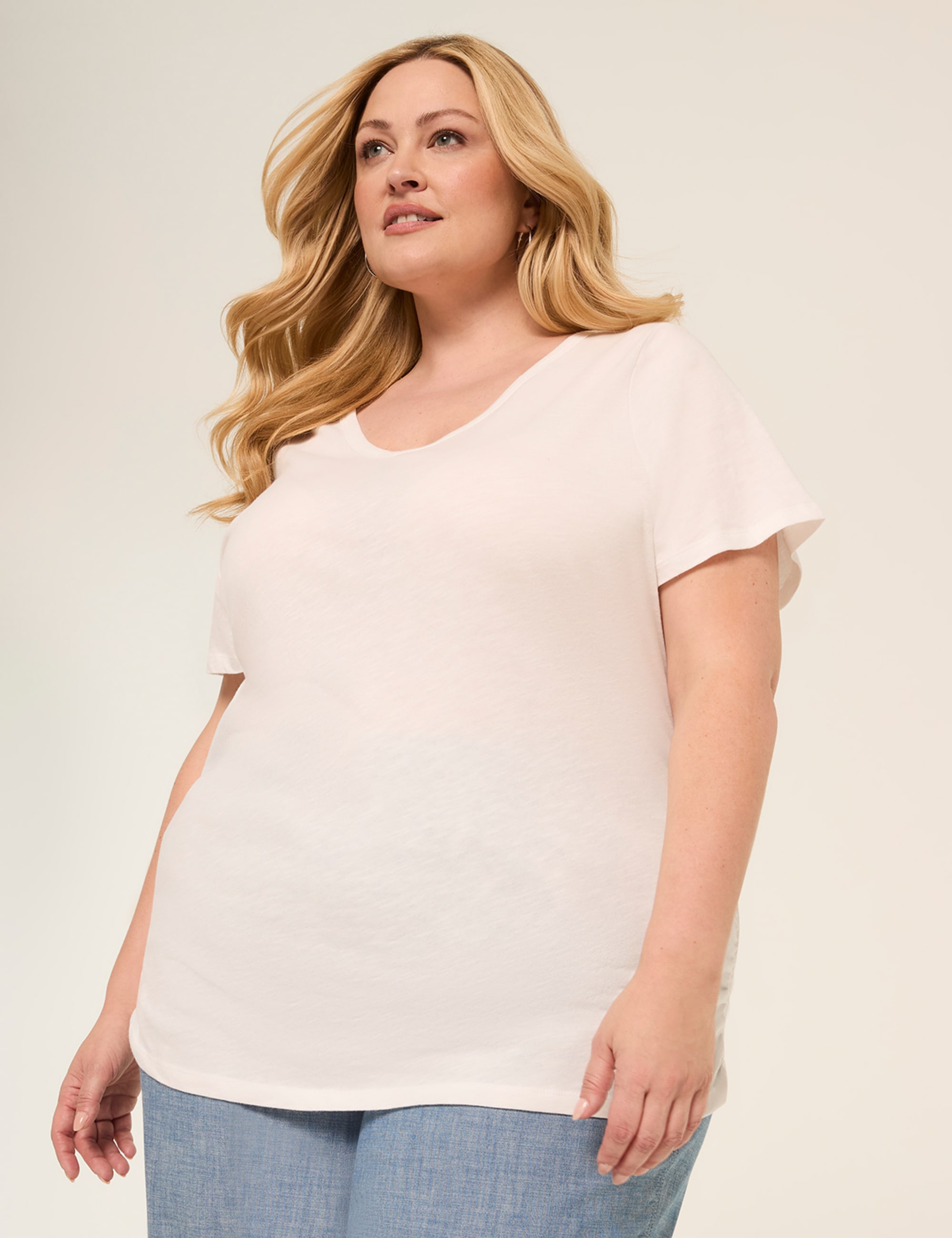 Short-Sleeve V-Neck Side-Ruched Tee