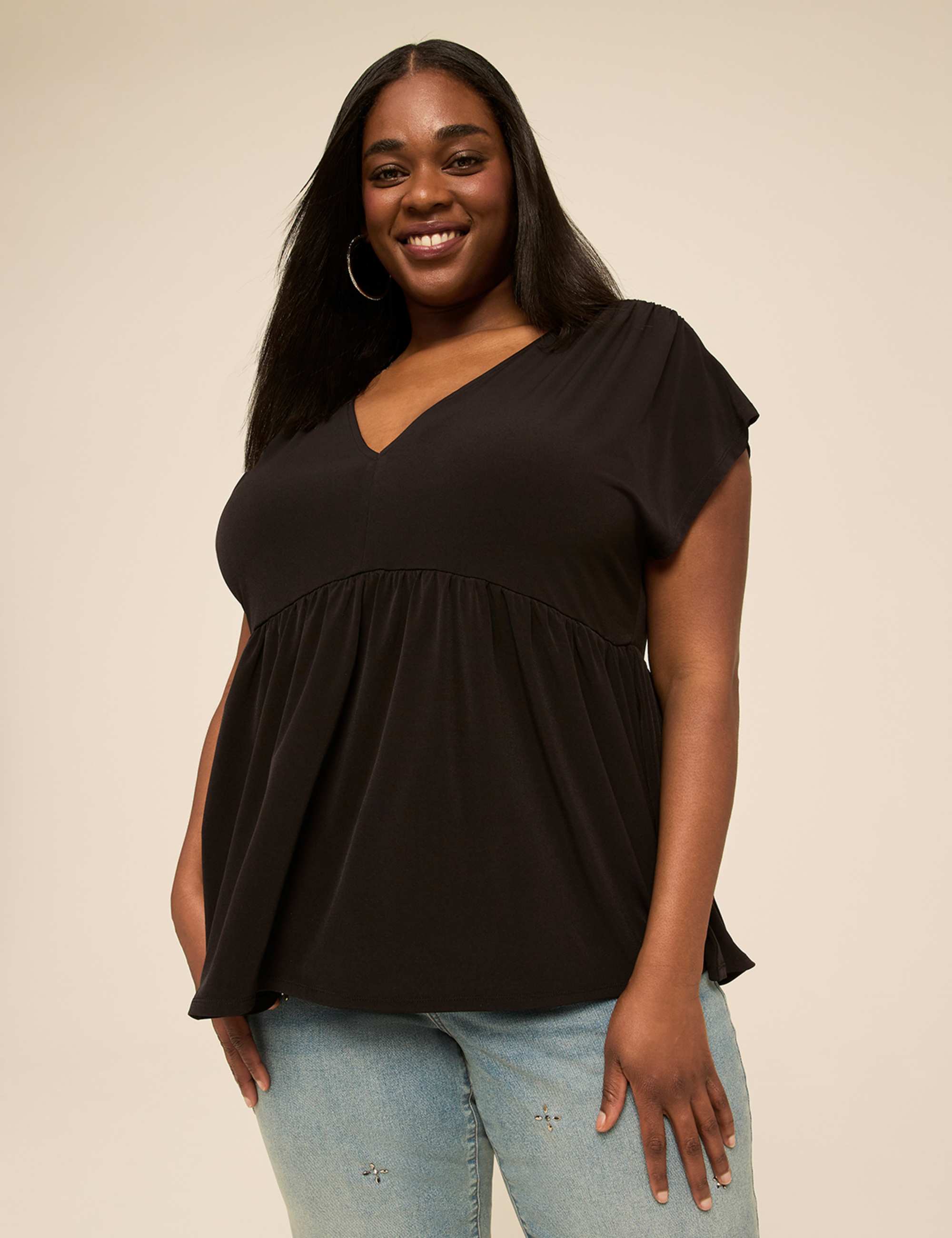Cap-Sleeve Babydoll Top