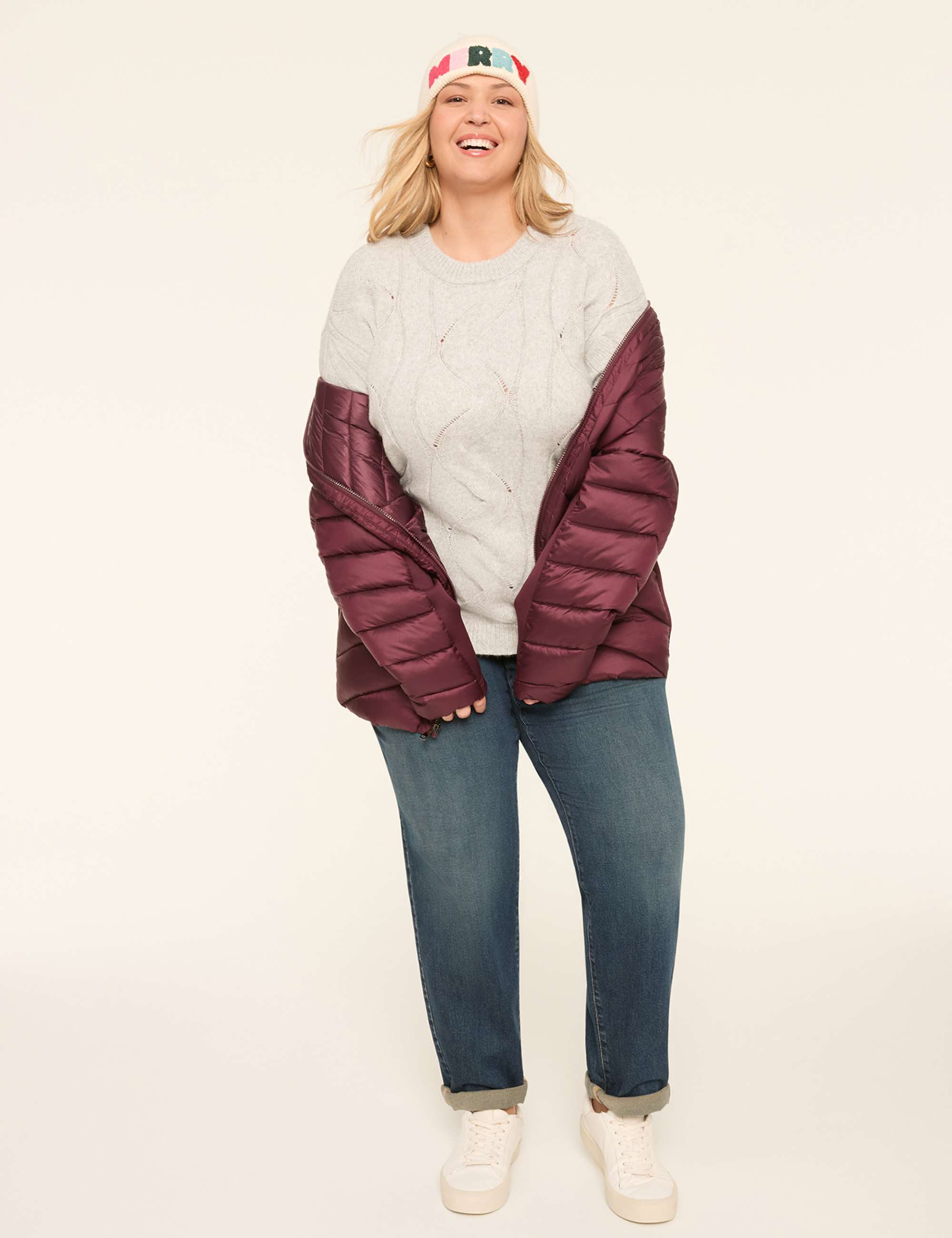 Relaxed Pointelle-Stitch Pullover Sweater