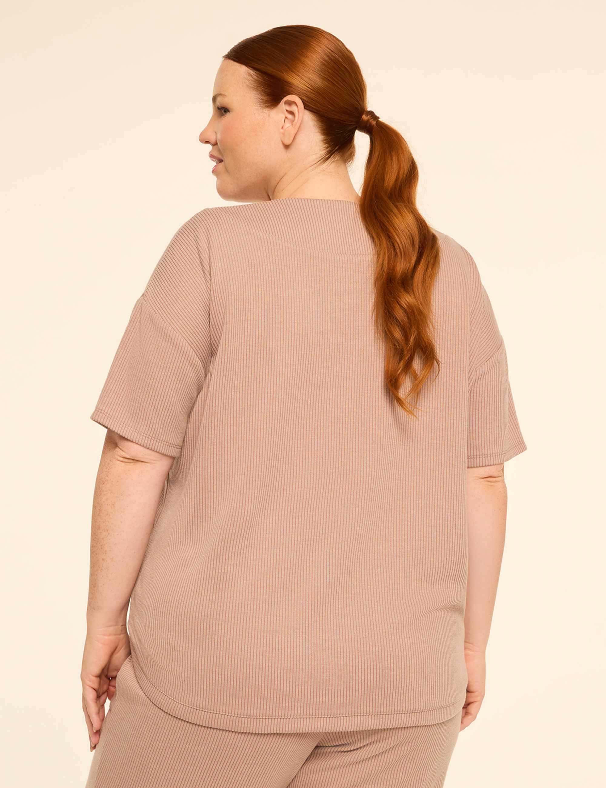 LIVI Ribbed Hacci V-Neck Top
