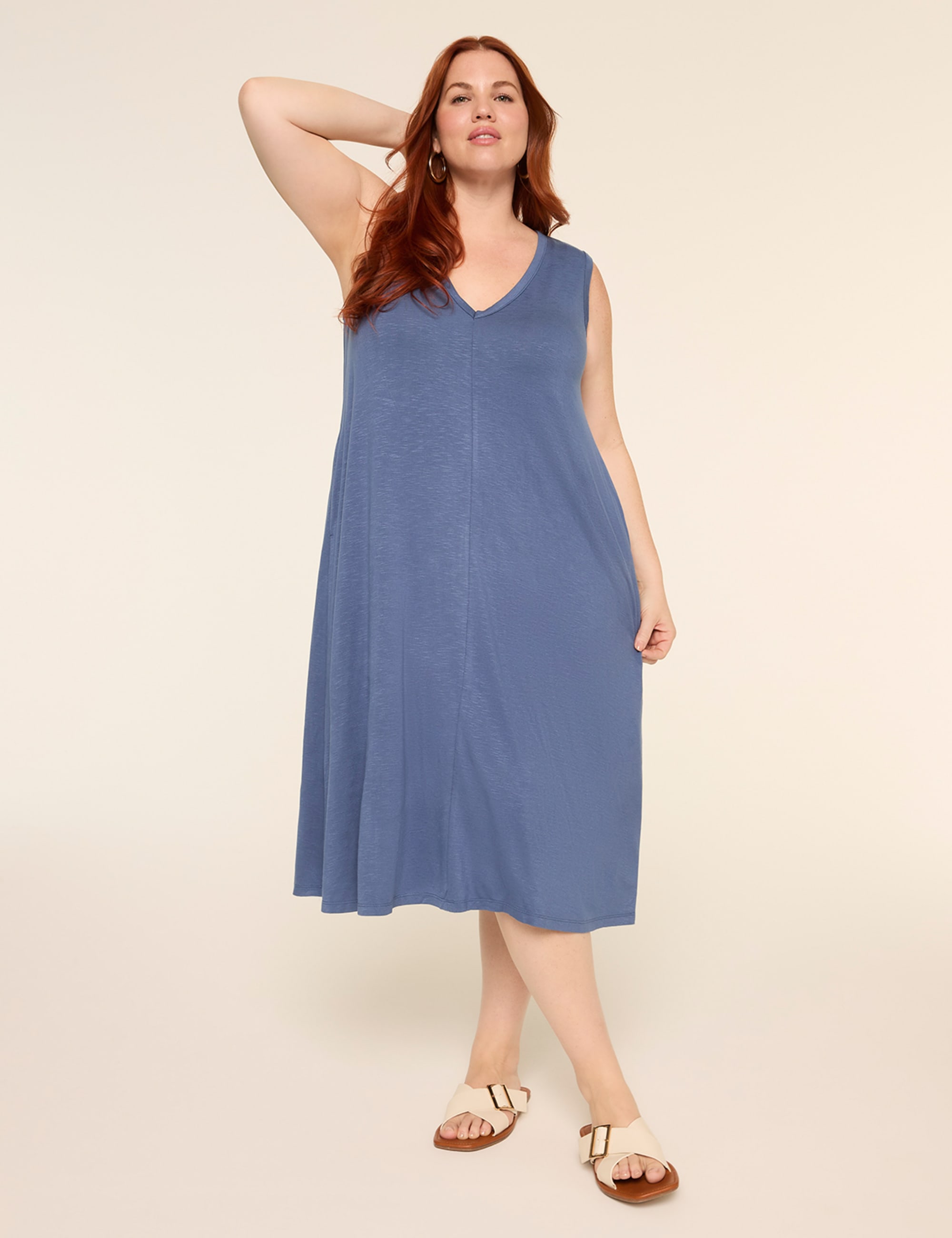 Sleeveless Macrame-Detail T-Shirt Dress
