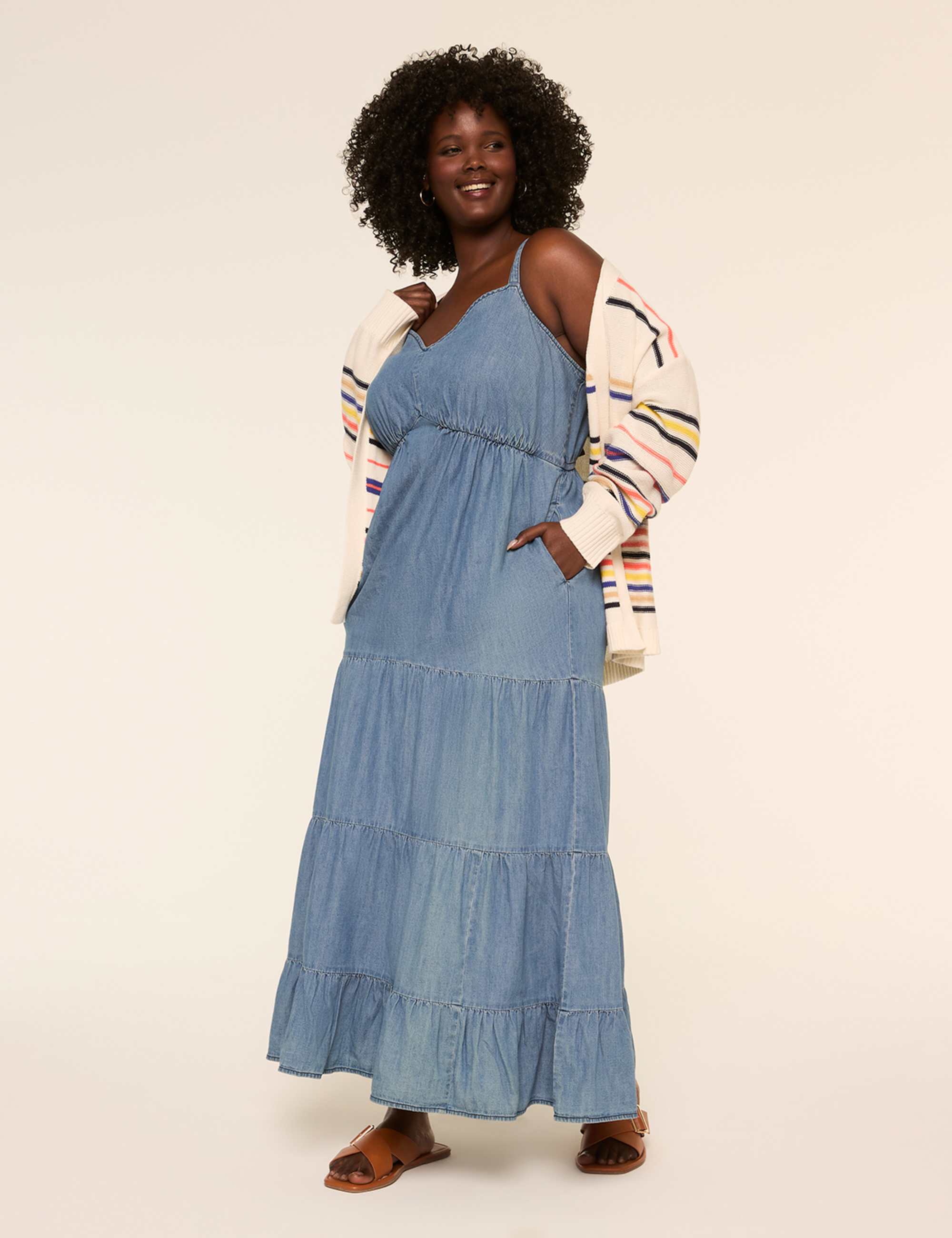 Open-Front Striped Cardigan