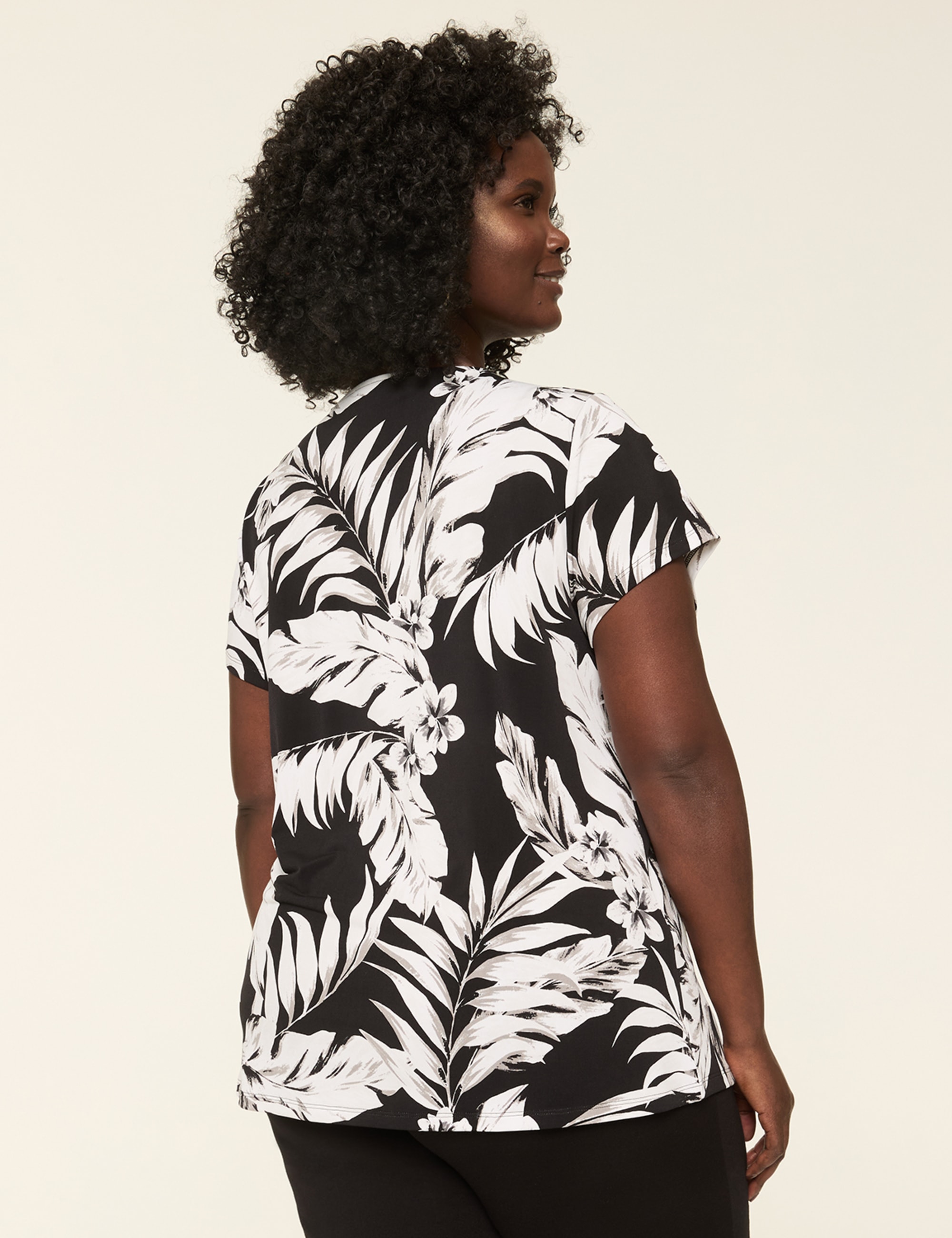 Cap-Sleeve Pleat-Front Top