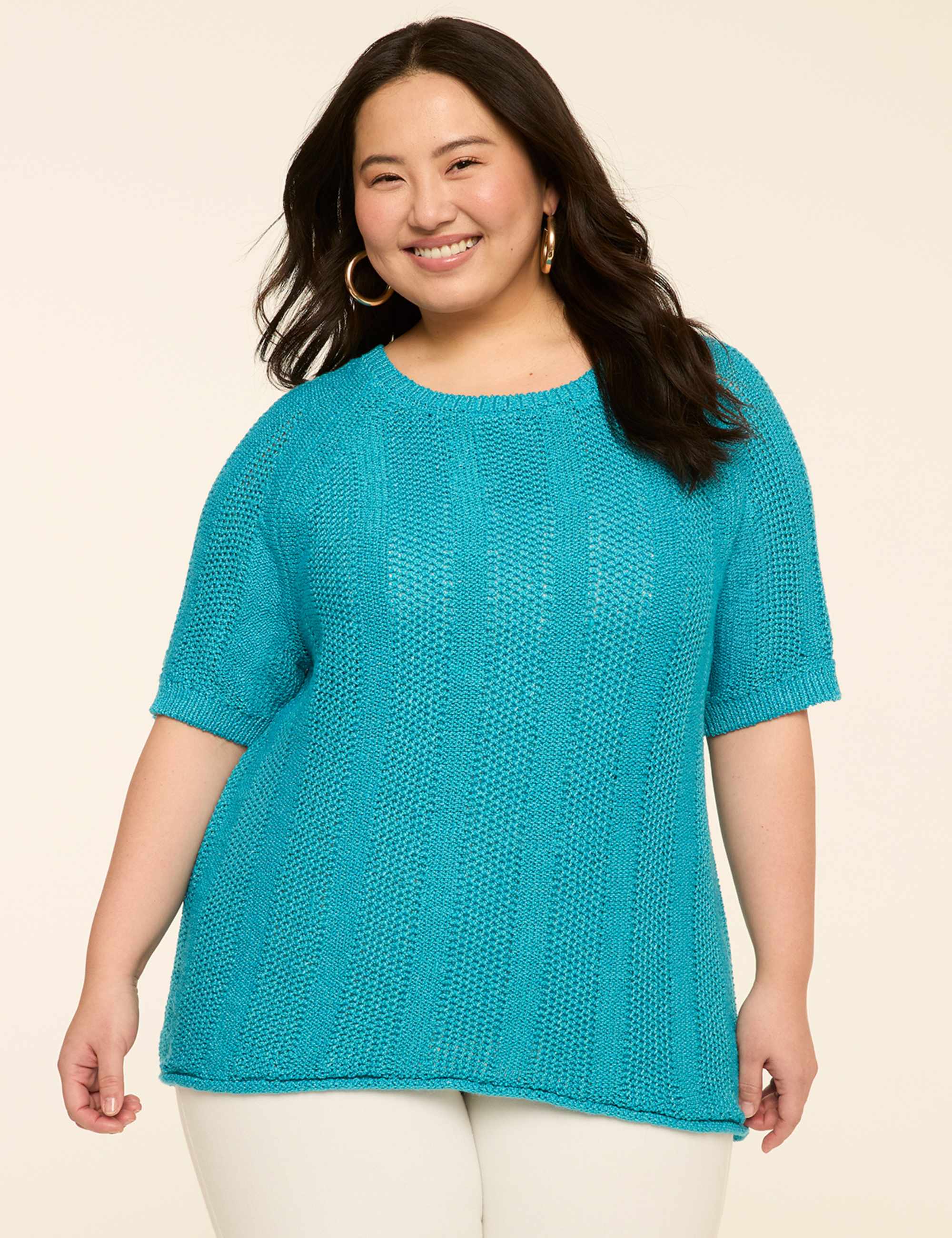 Elbow-Sleeve Pullover Sweater