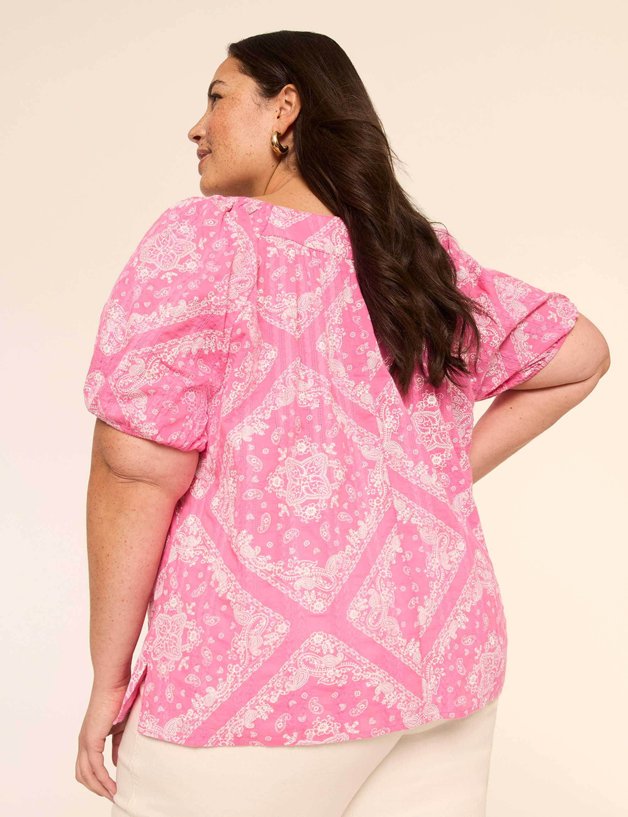 Square-Neck Popover Peasant Blouse