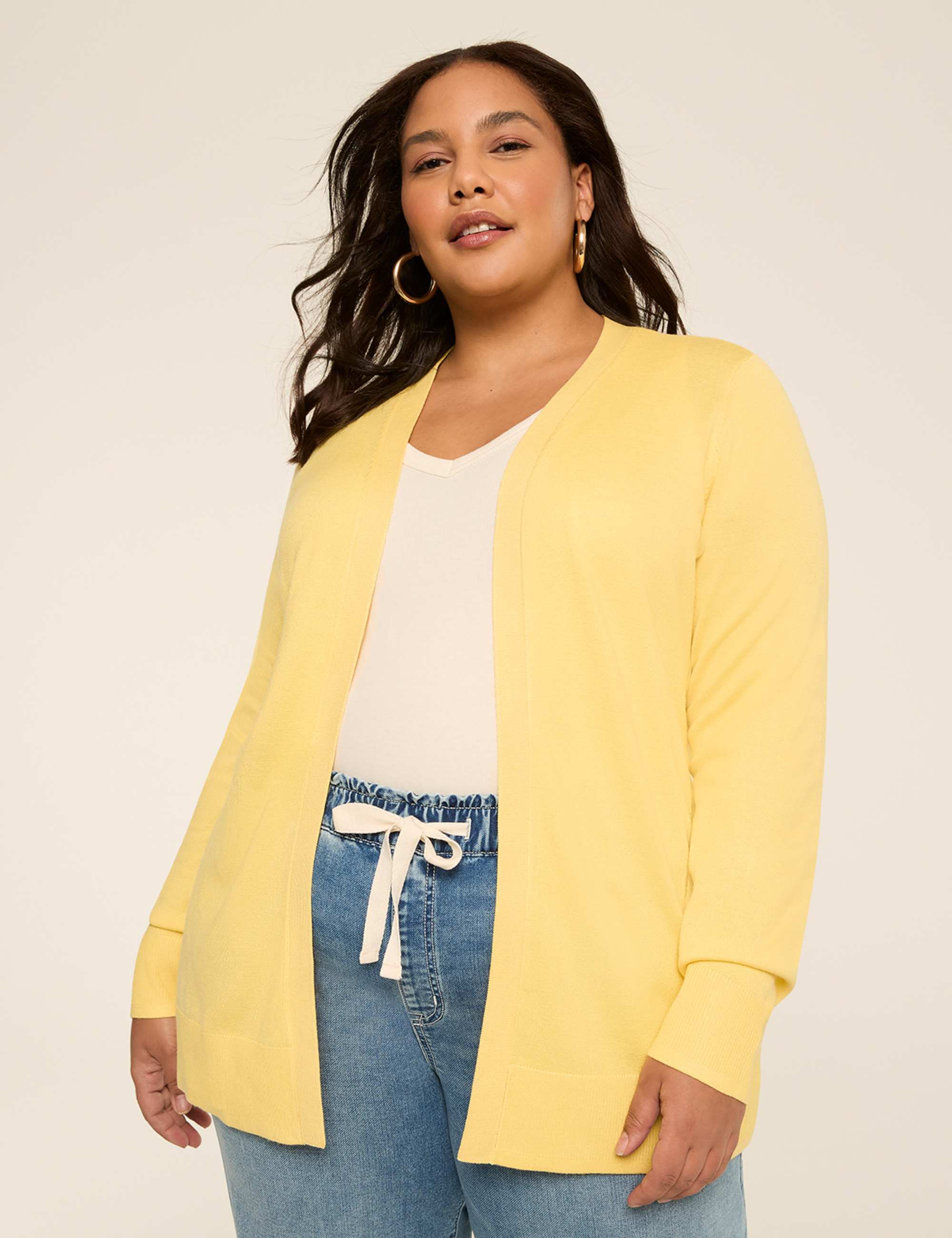 Modern Long-Sleeve Open-Front Cardigan