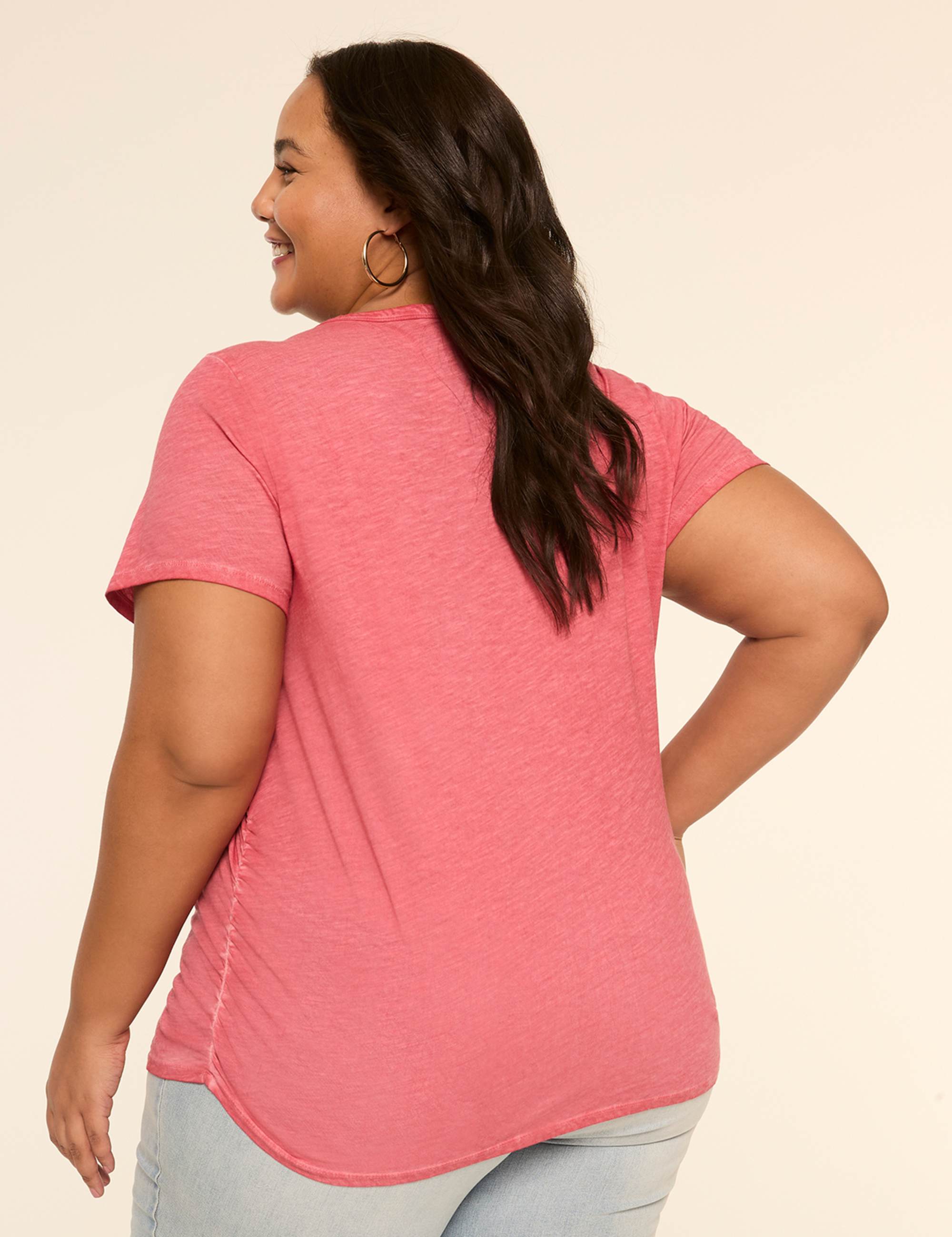 Short-Sleeve V-Neck Side-Ruched Tee