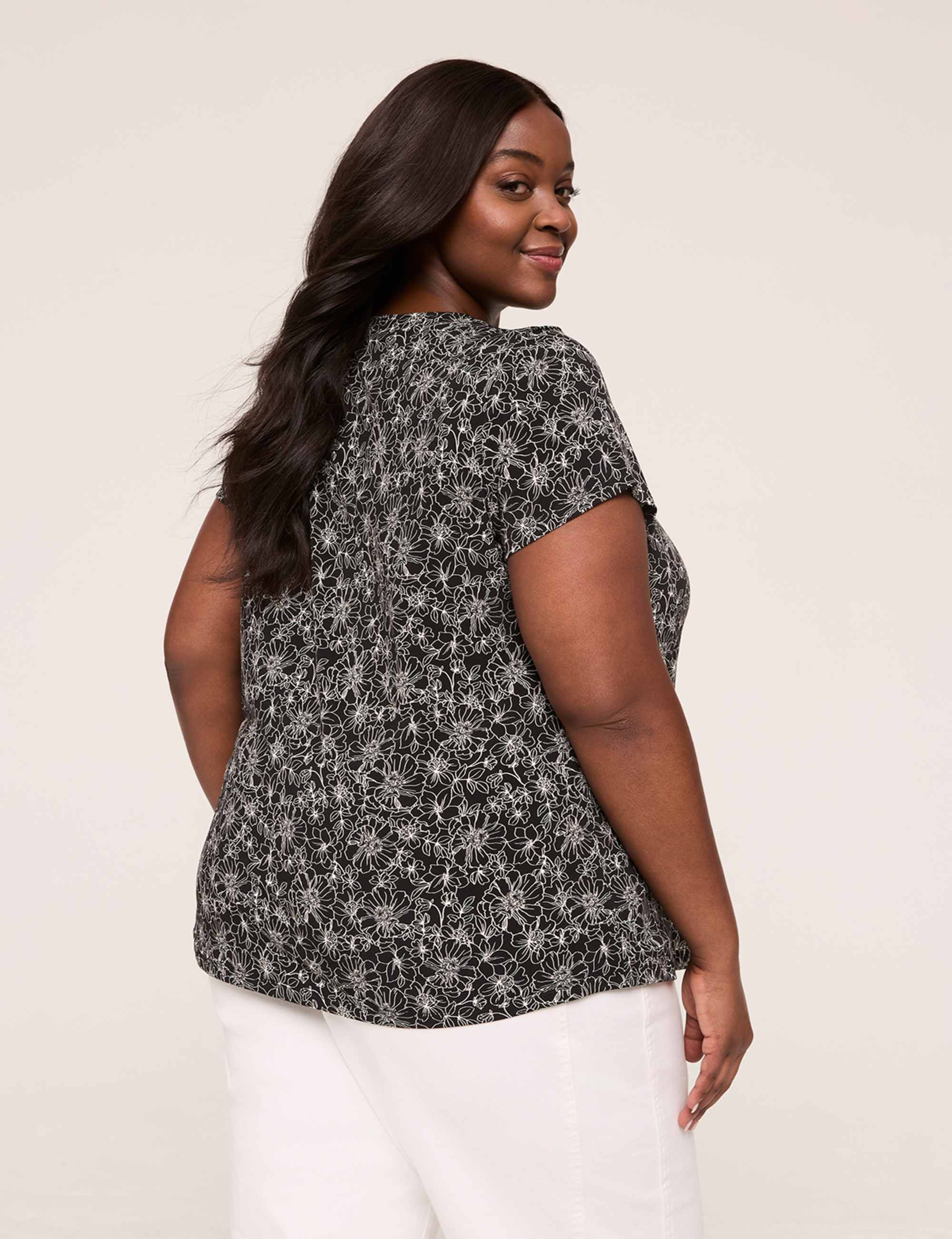 Cap-Sleeve Pleat-Front Top