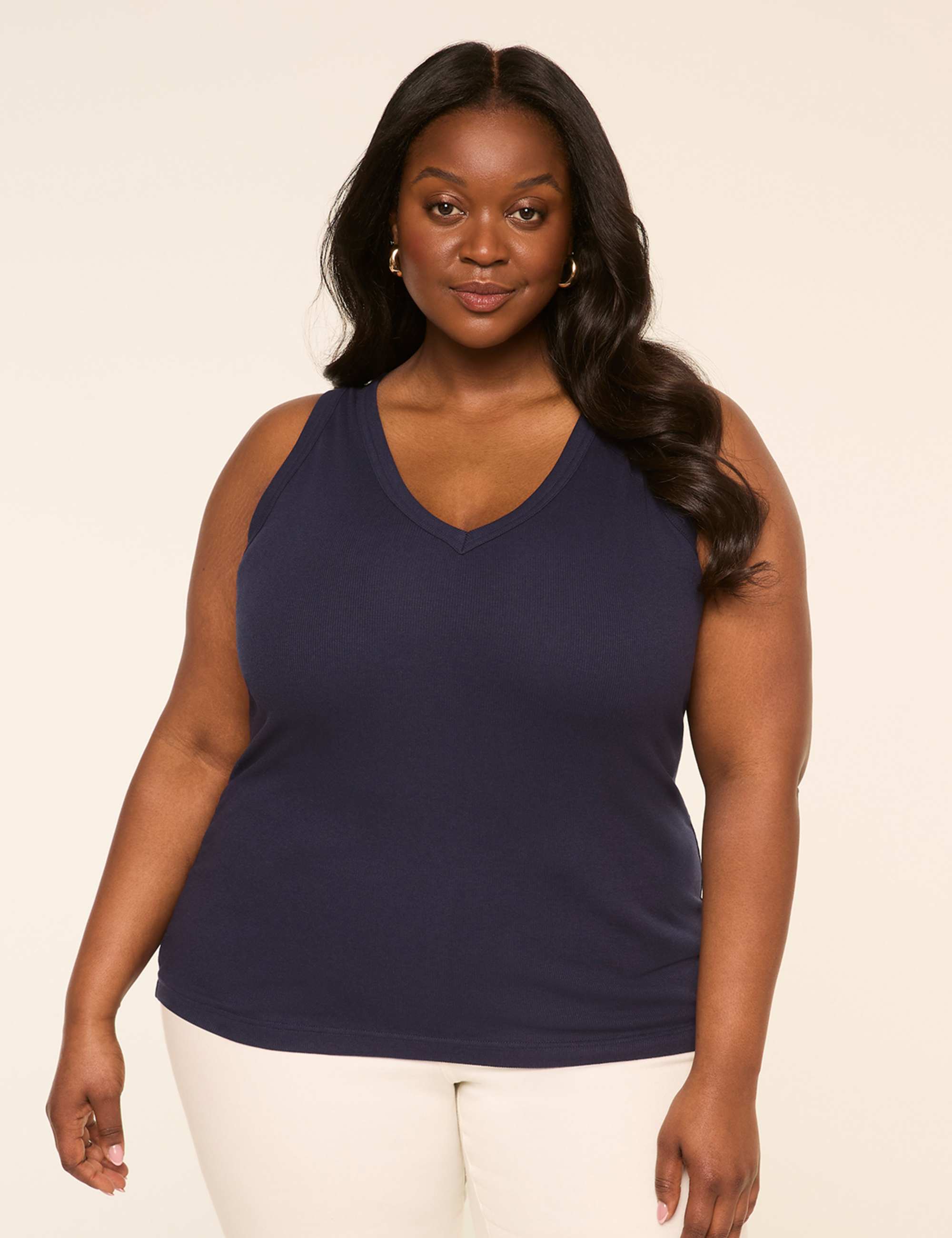 Deep V-Neck Rib Layering Tank