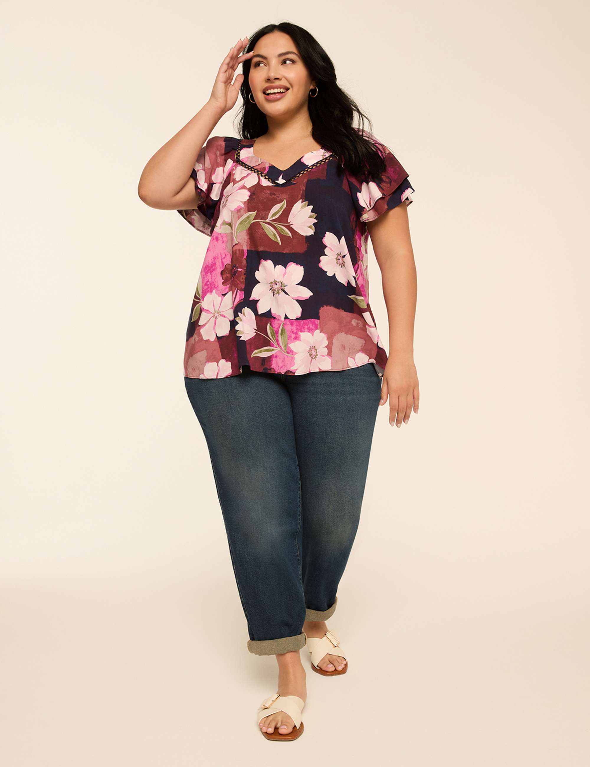 Swing Double Flutter-Sleeve Top