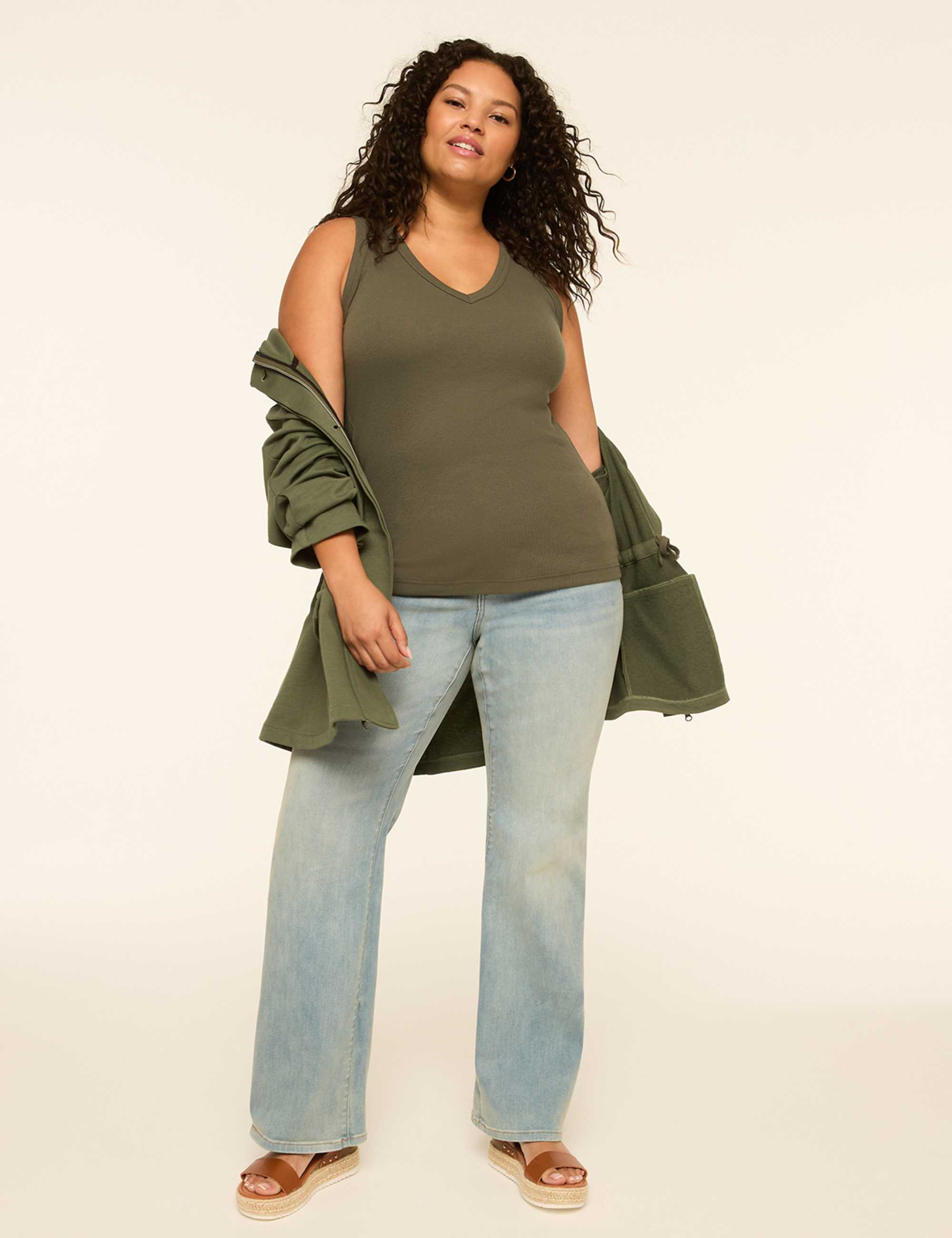 Deep V-Neck Rib Layering Tank