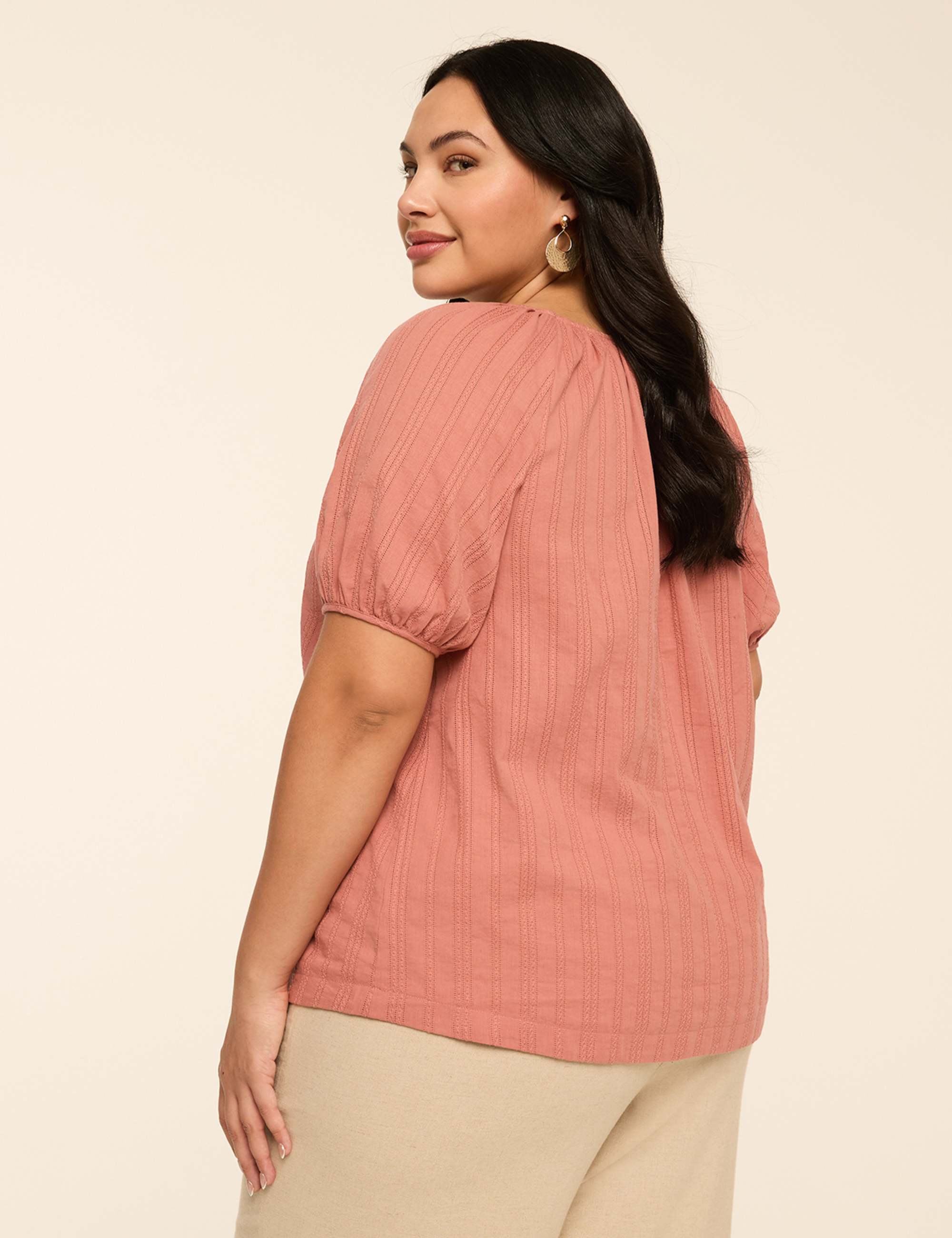 Puff-Sleeve Keyhole Top