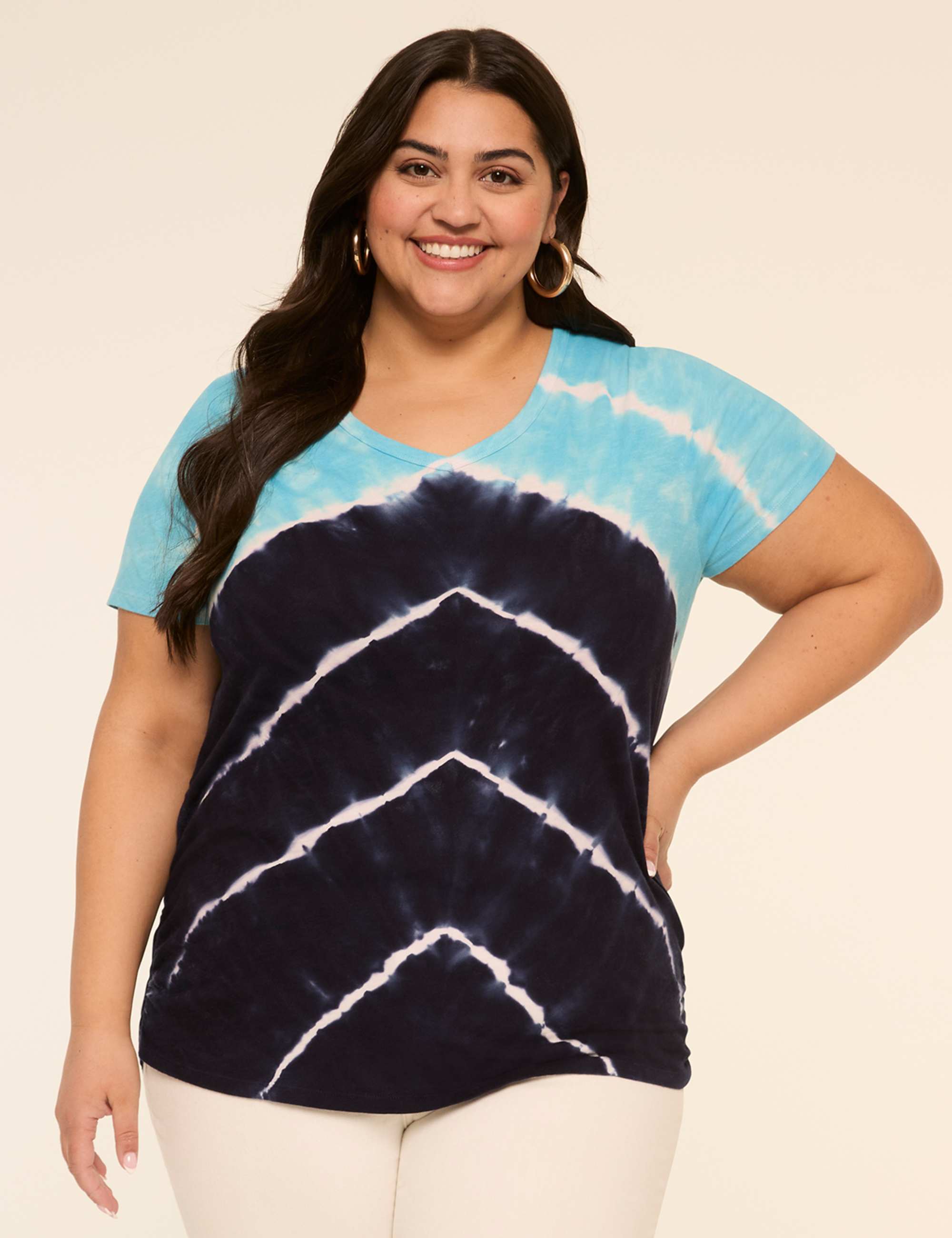 Short-Sleeve V-Neck Side-Ruched Tee